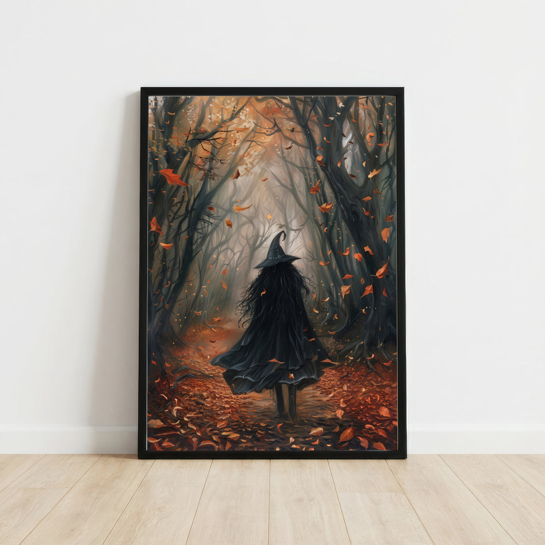 Witch in Autumn Forest Art Print