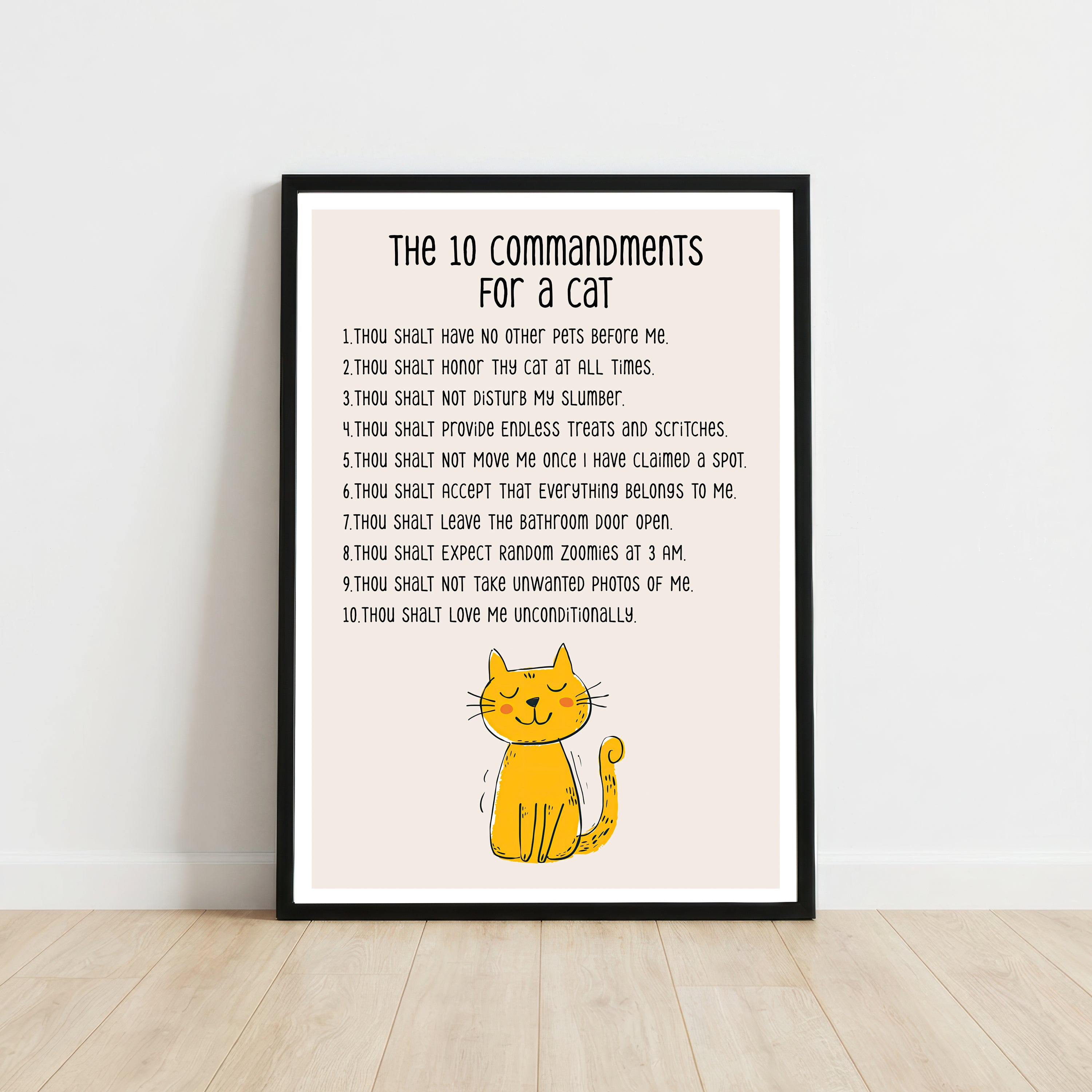Cat Commandments Humorous Art Print
