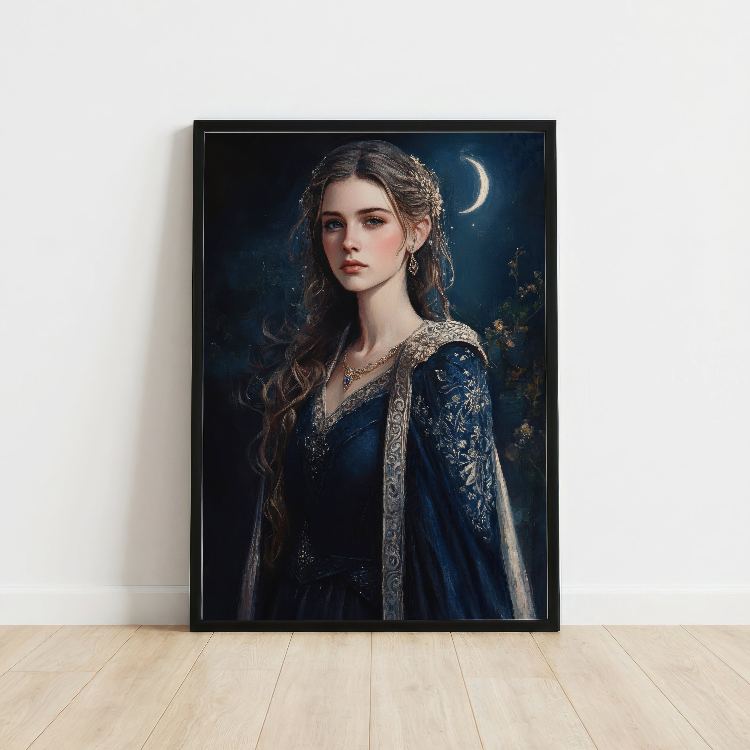 Medieval Moonlit Woman Art Print