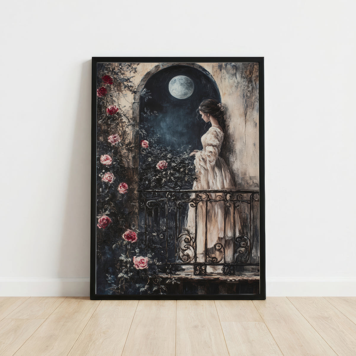 Moonlit Gothic Rose Garden Art Print