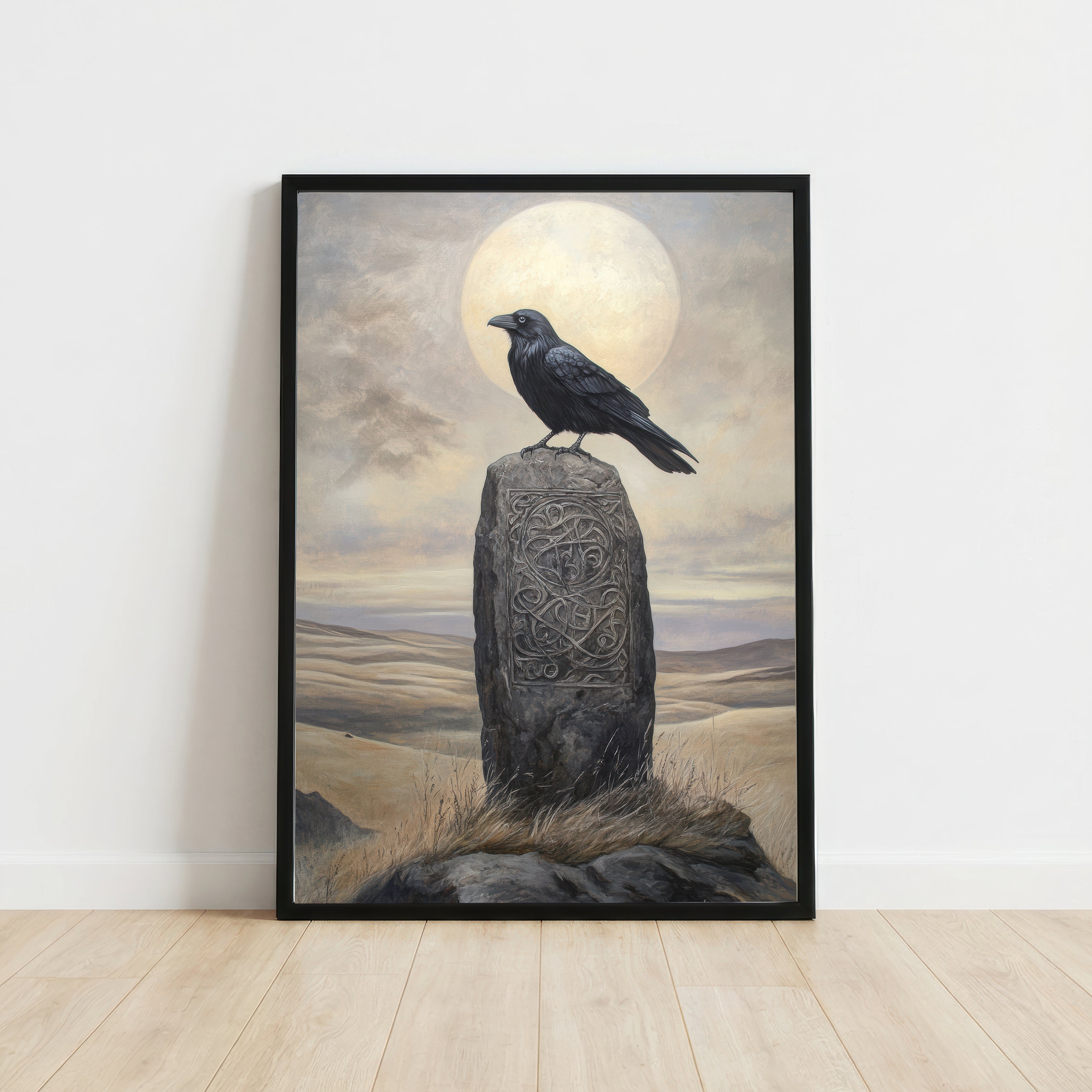 Moonlit Raven Celtic Art Print
