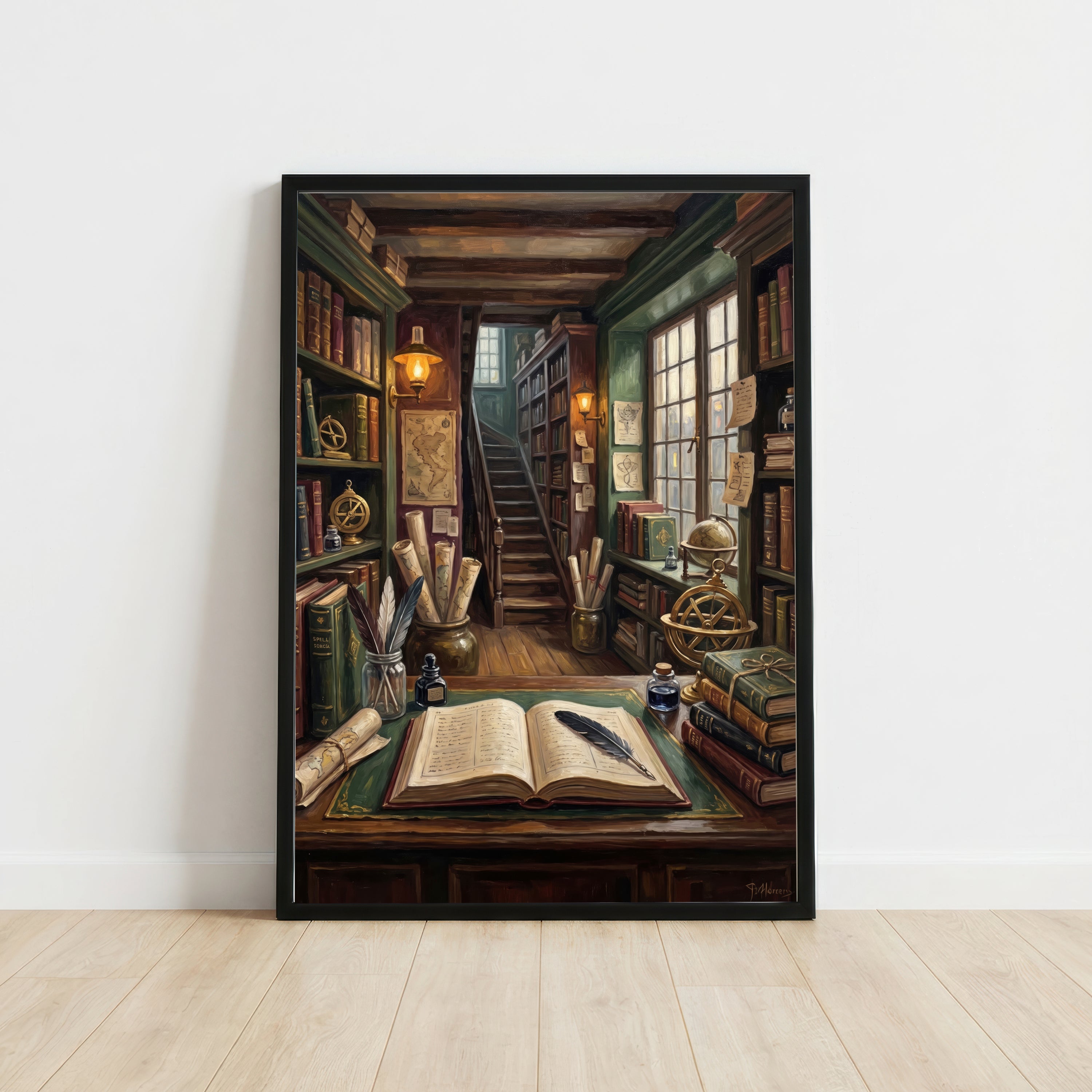 Dark Academia Library Art Print