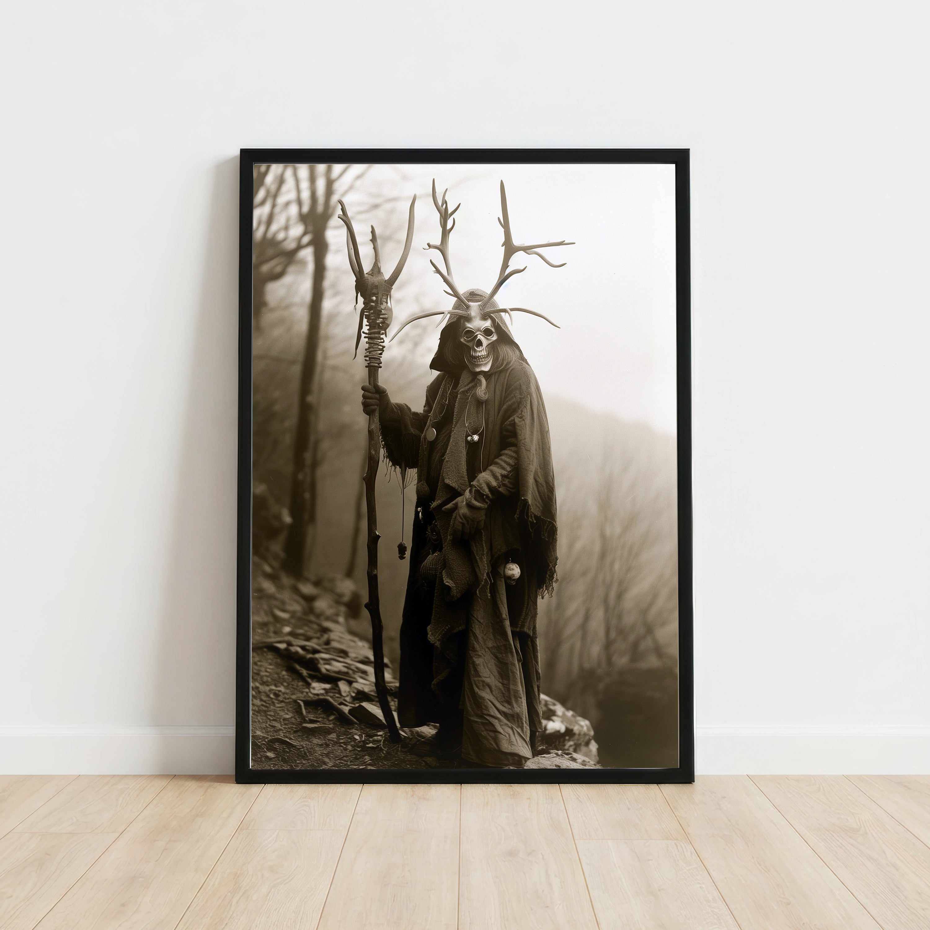 Antlered Skull Forest Spirit Art Print