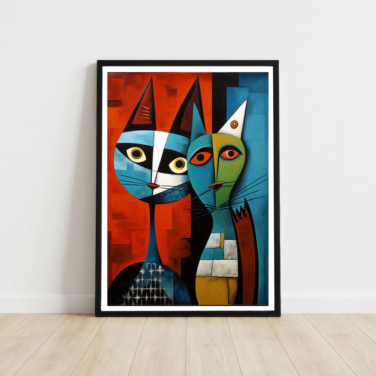Cubist Cat Duo Art Print