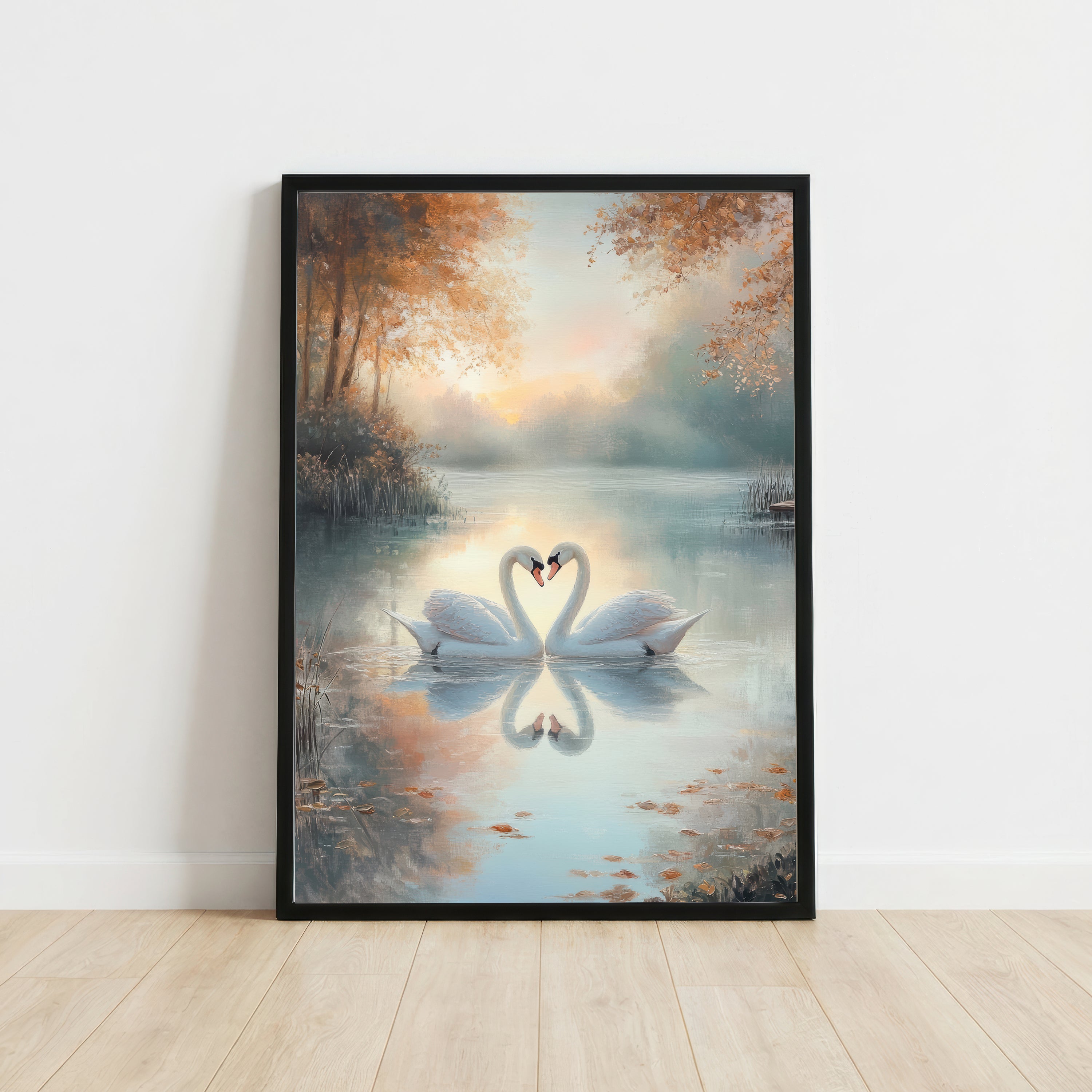 Romantic Swan Lake Art Print
