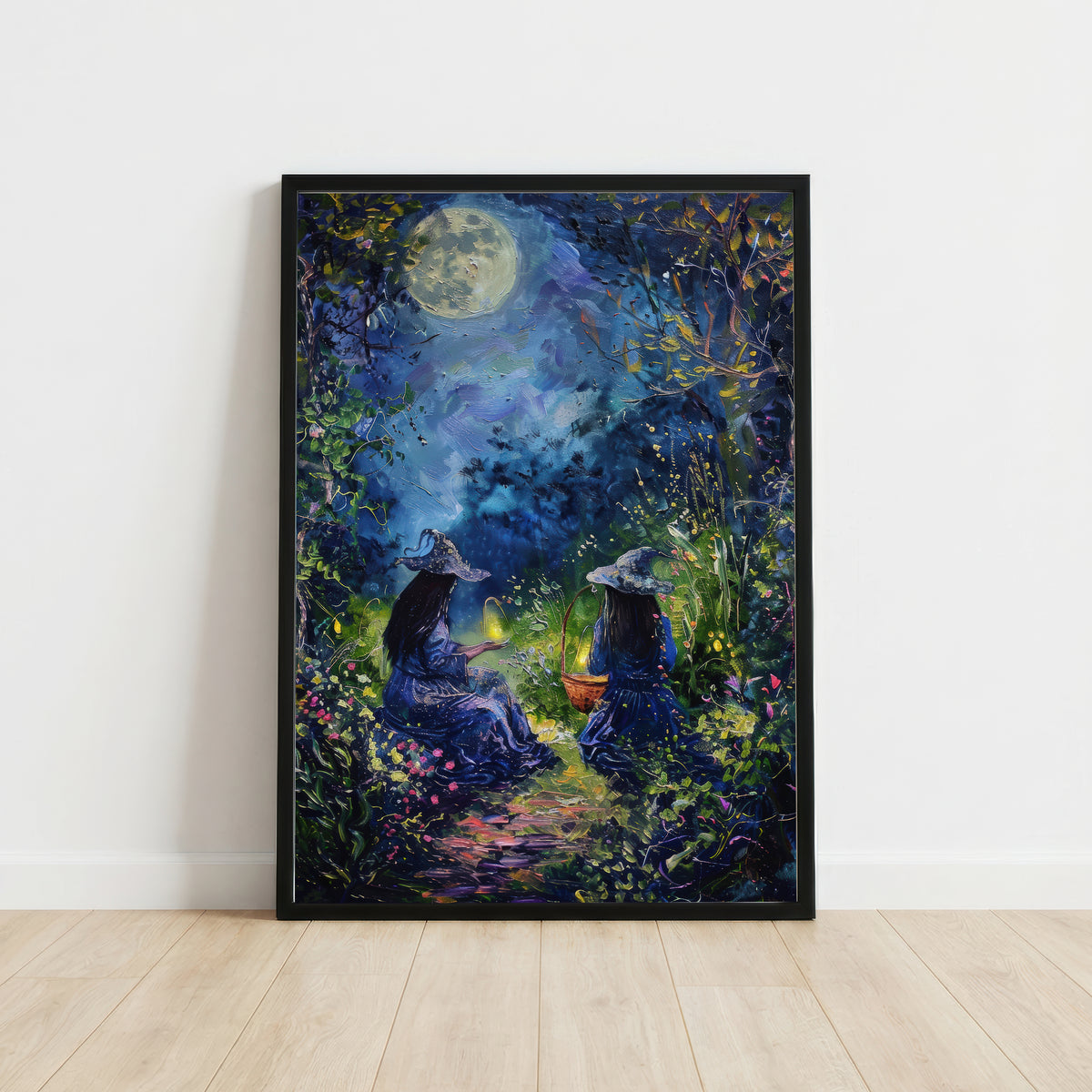 Moonlit Woodland Witches Art Print