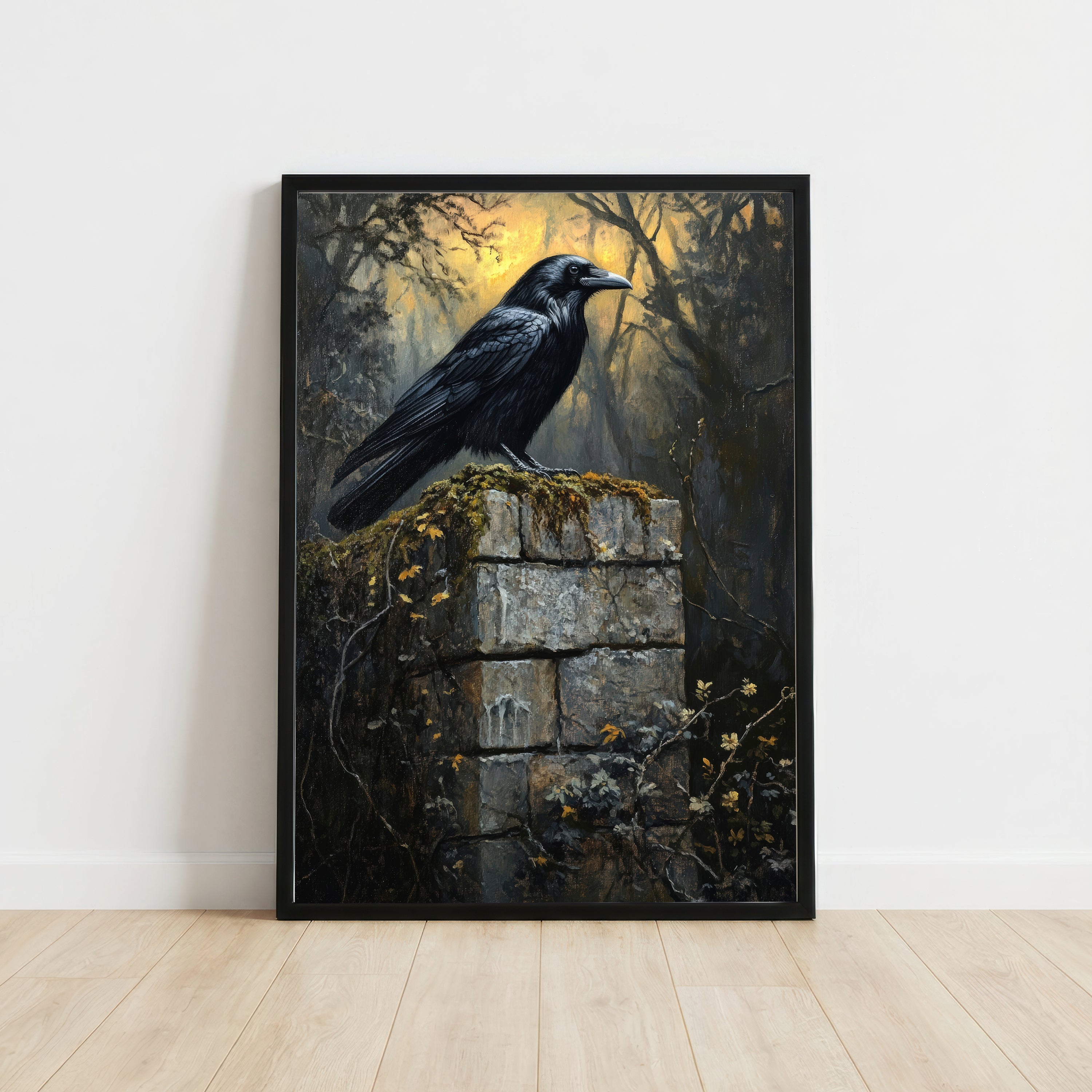 Raven Gothic Woodland Art Print