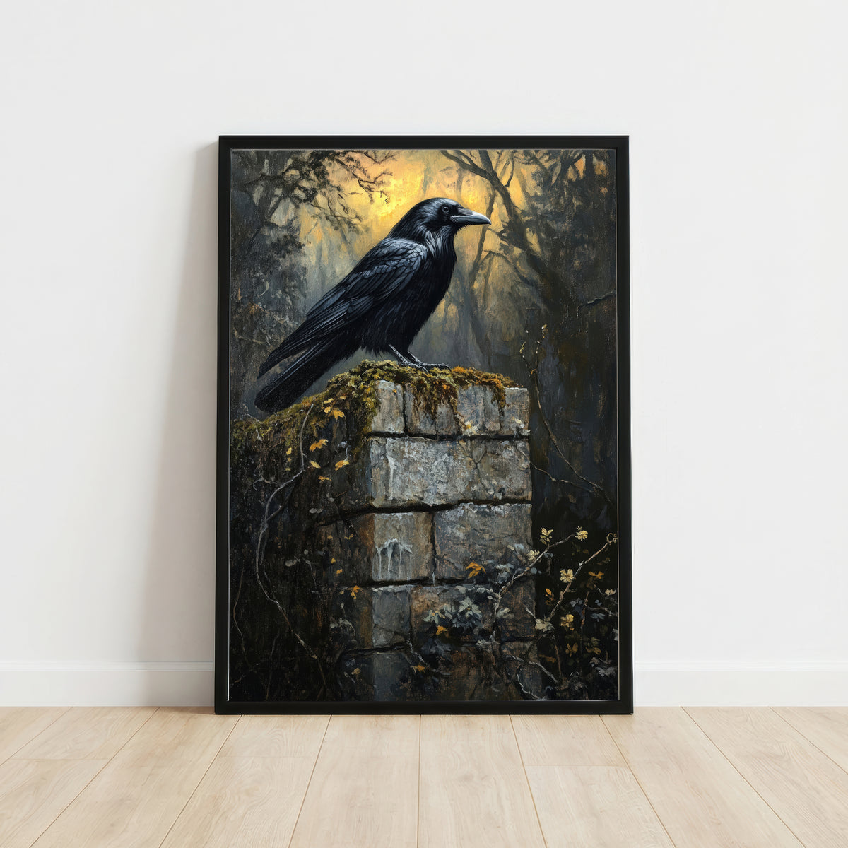 Raven Gothic Woodland Art Print