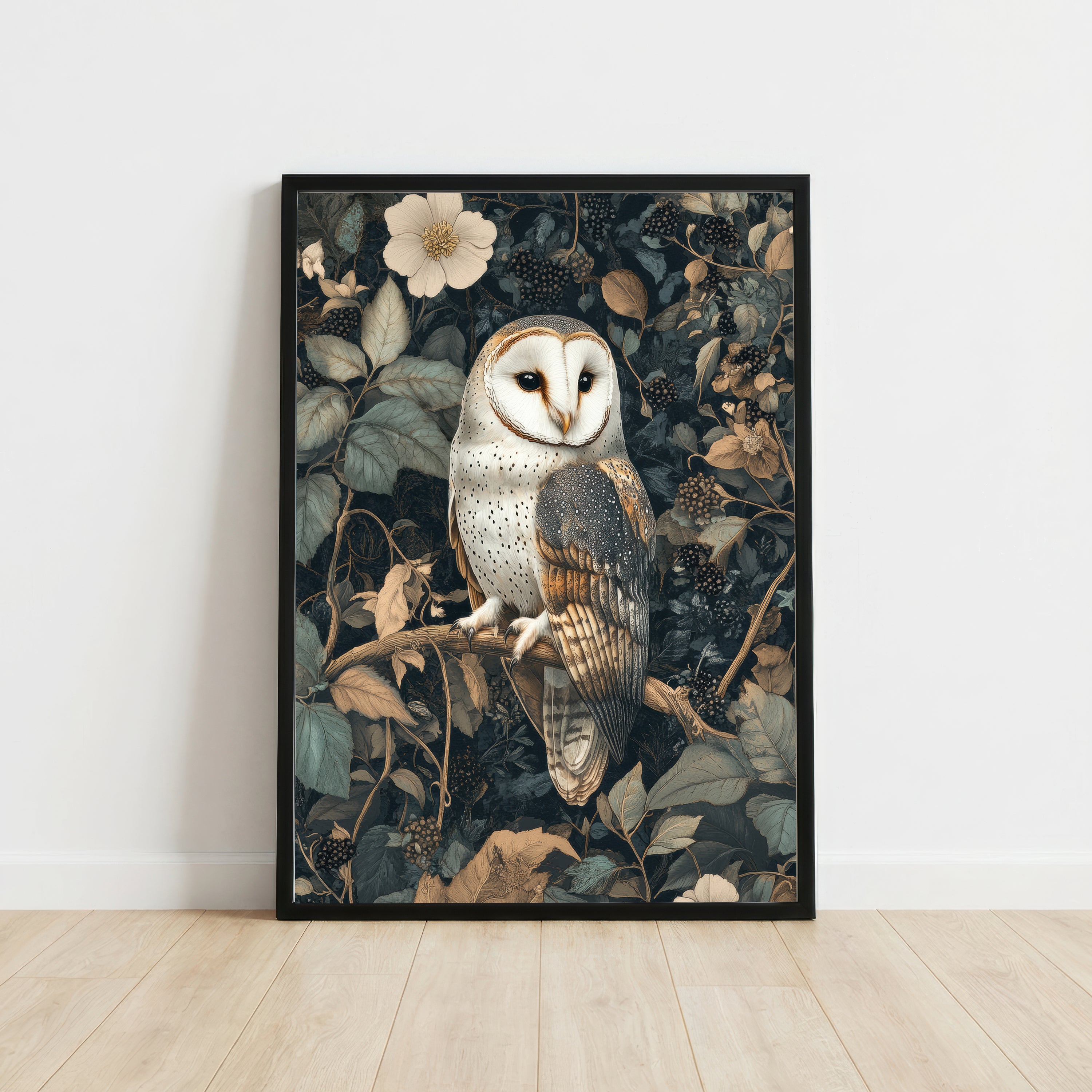 Barn Owl Botanical Art Print
