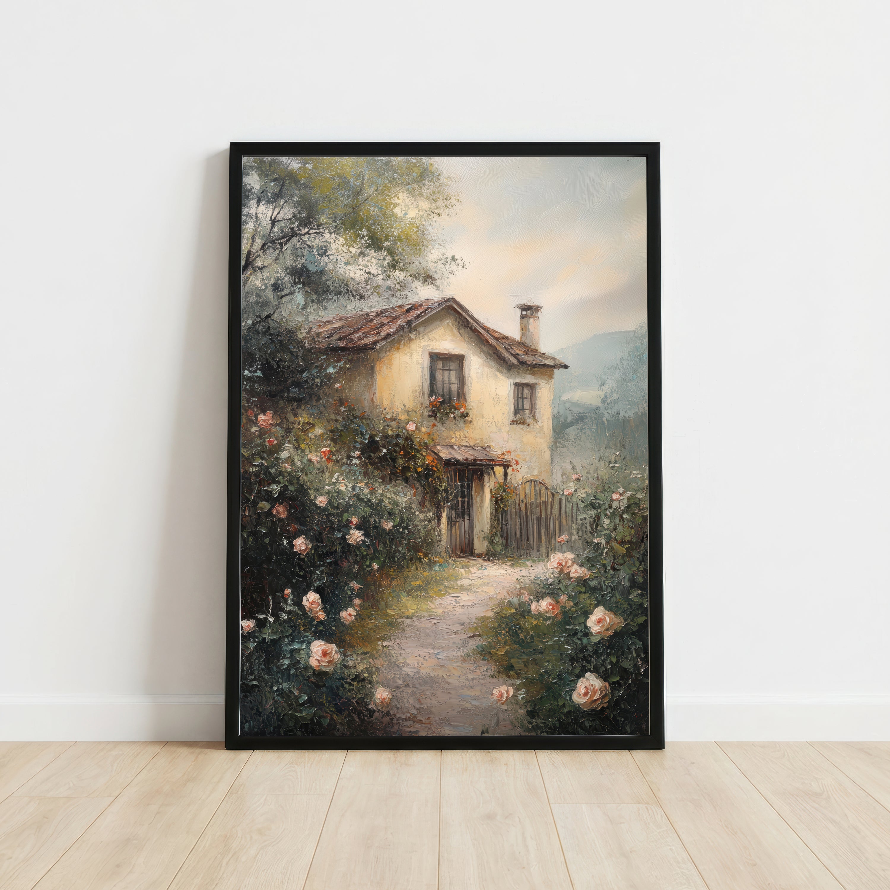 Cottage Rose Garden Art Print