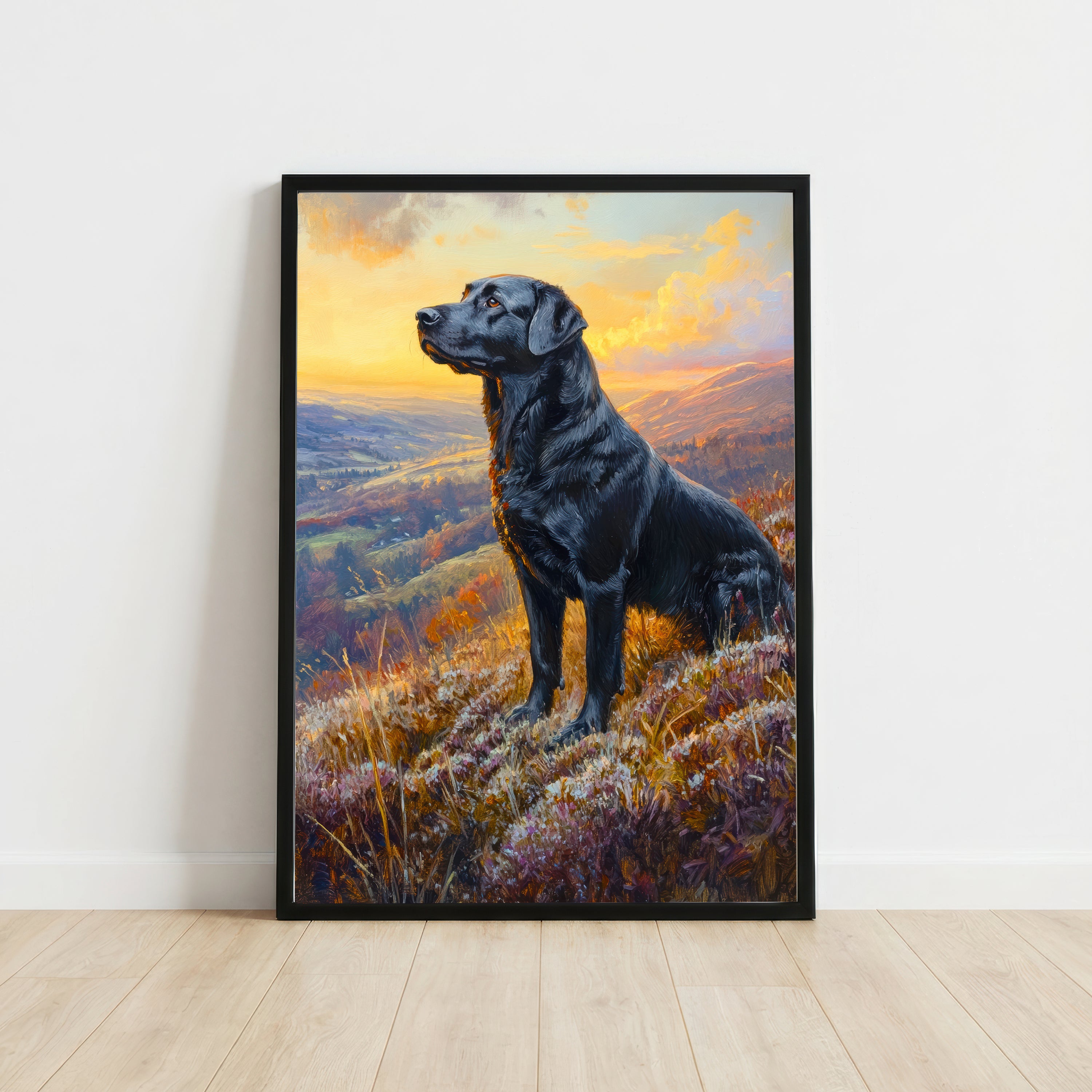 Black Labrador Mountain Art Print