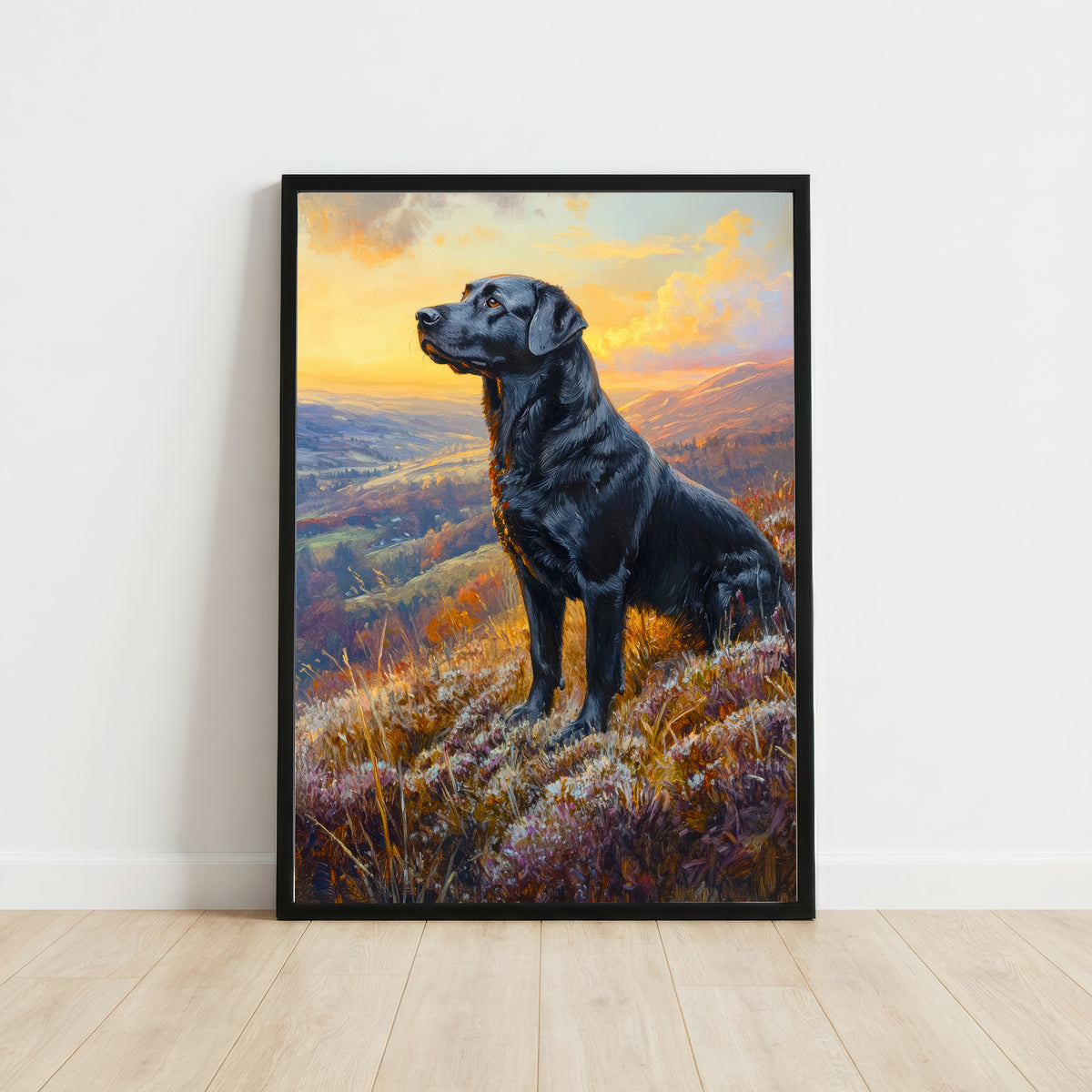 Black Labrador Mountain Art Print
