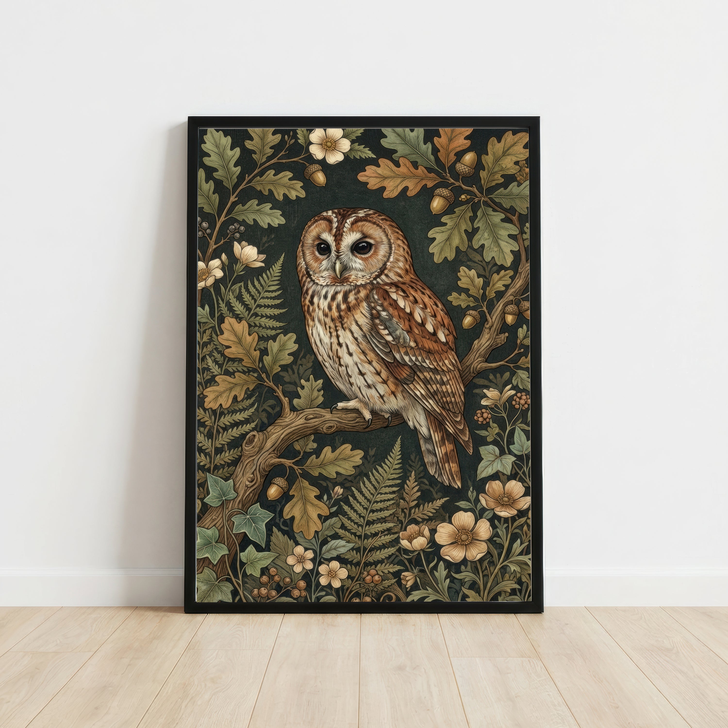 Woodland Owl Botanical Art Print