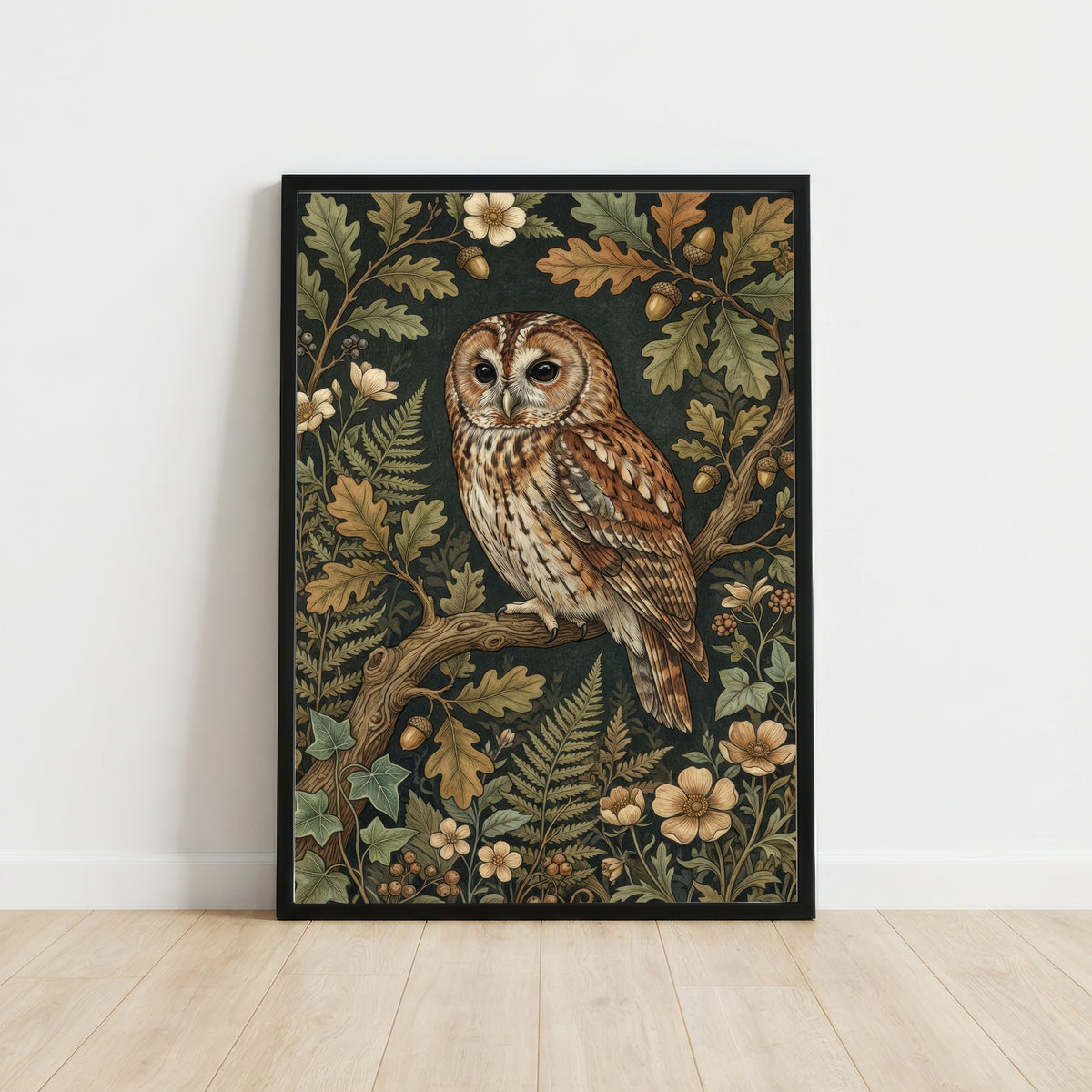 Woodland Owl Botanical Art Print