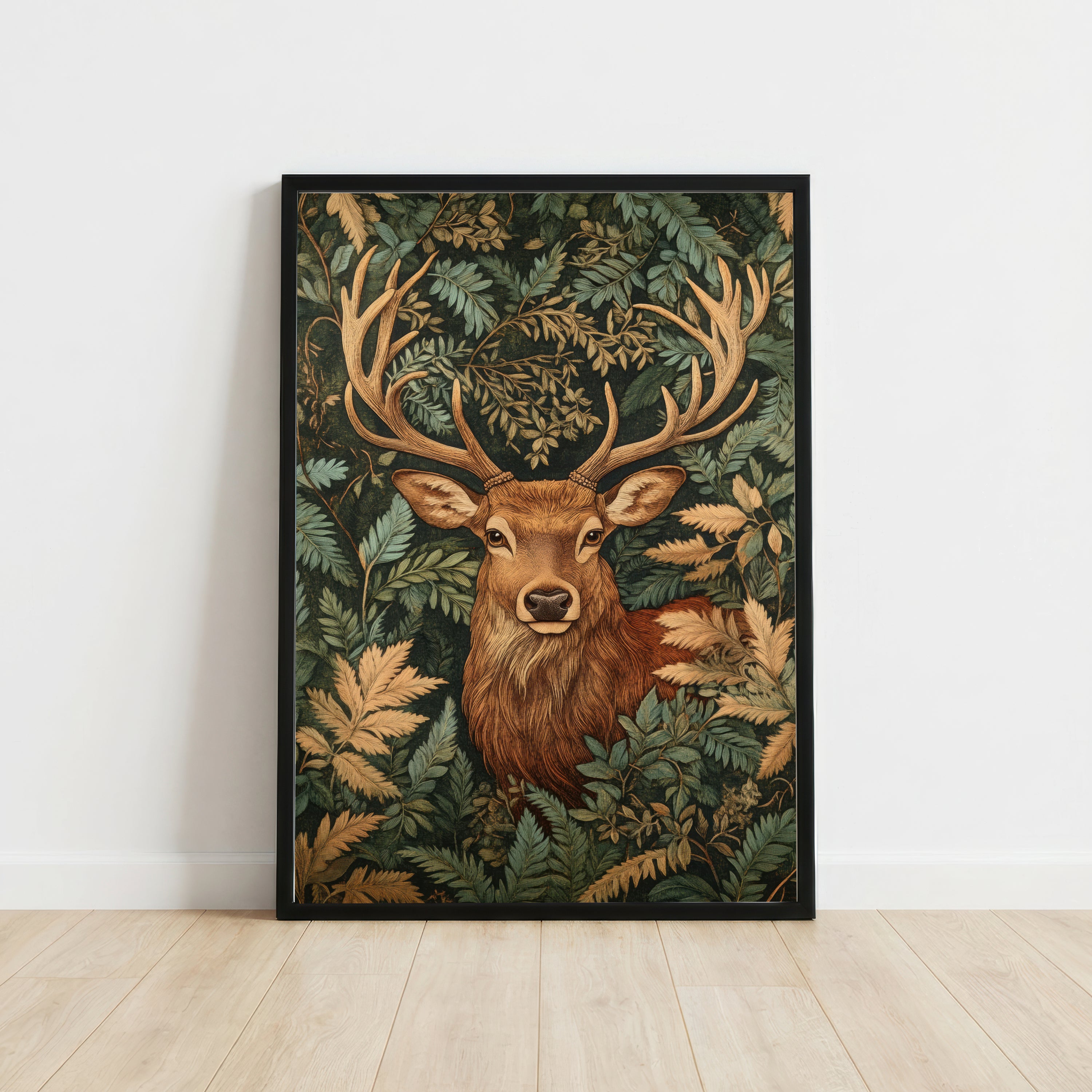Stag Woodland Botanical Art Print