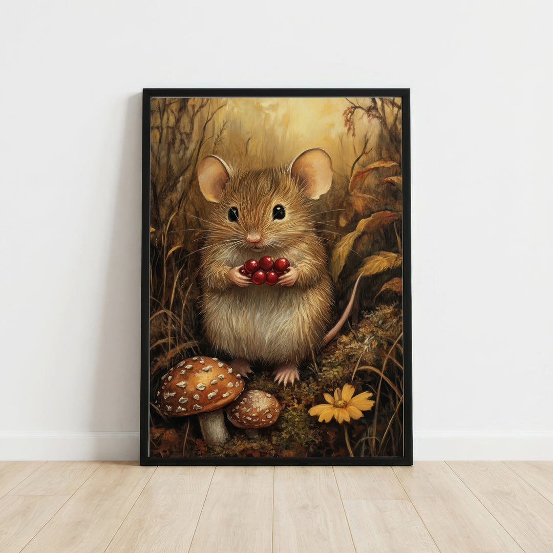 Woodland Mouse Berry Art Print