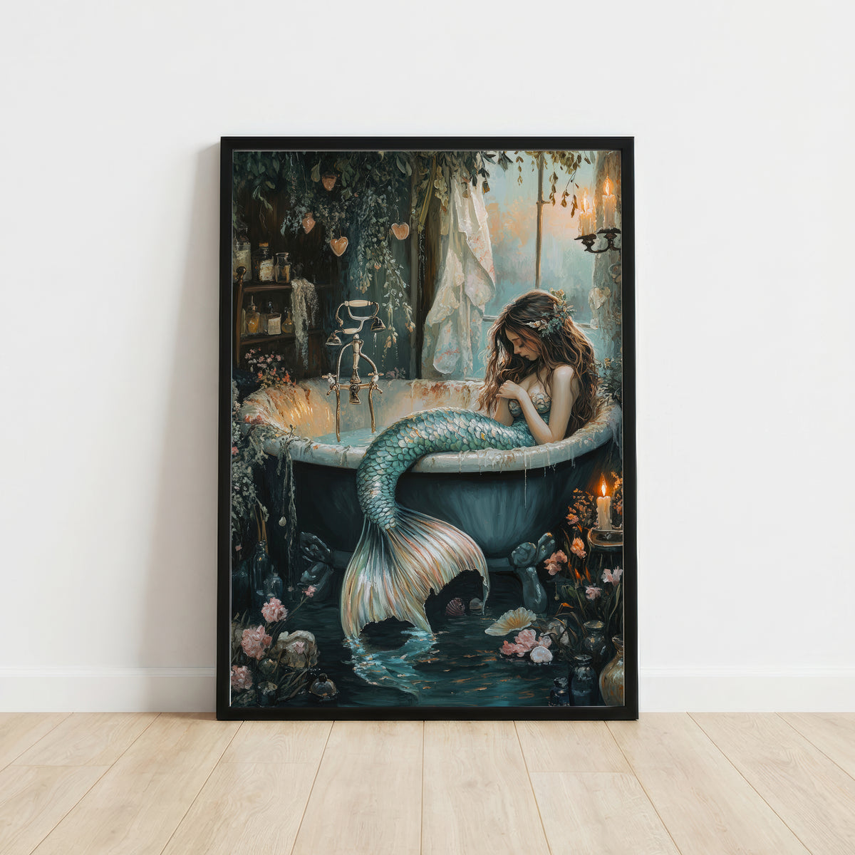 Mermaid in Antique Bath Art Print