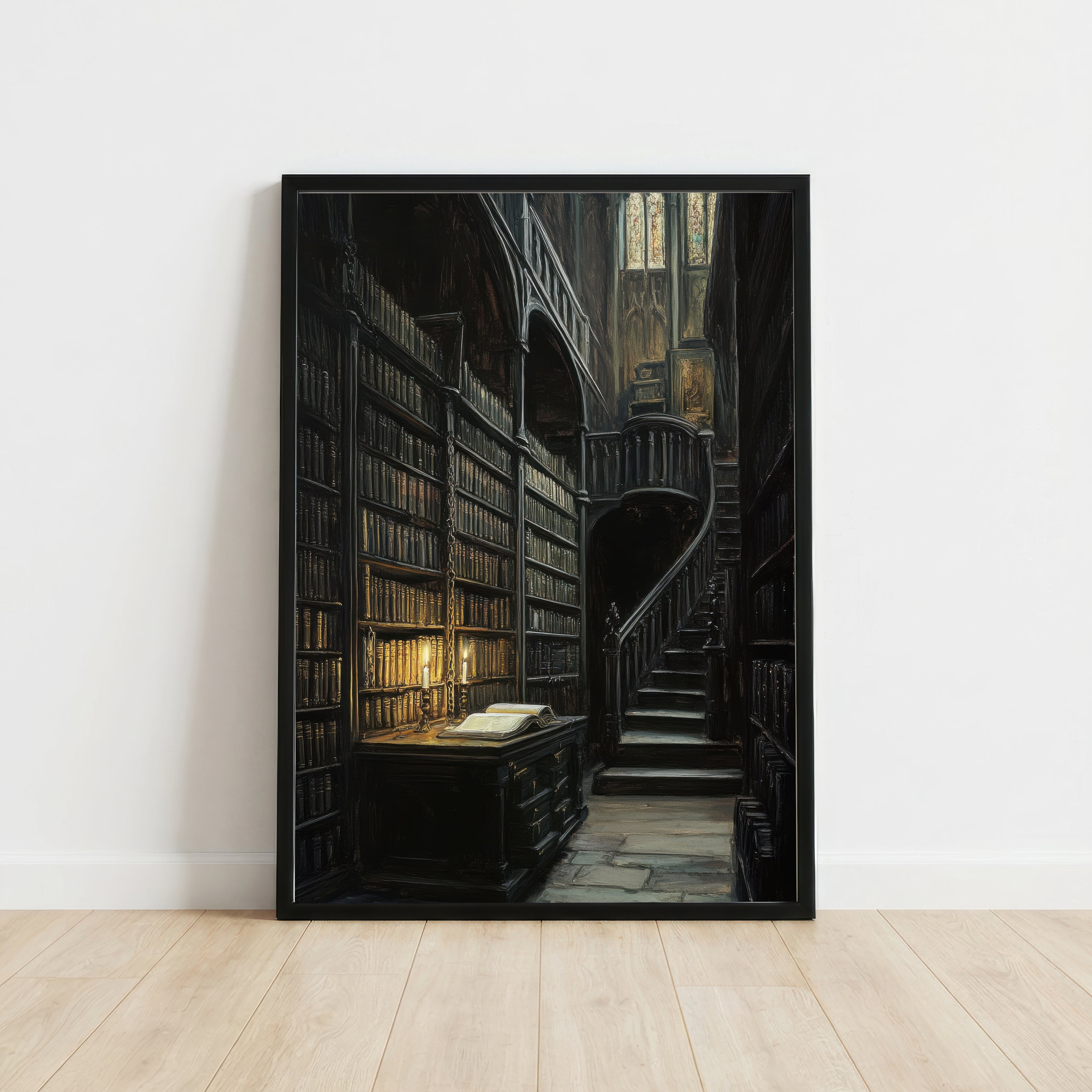 Gothic Library Dark Academia Art Print
