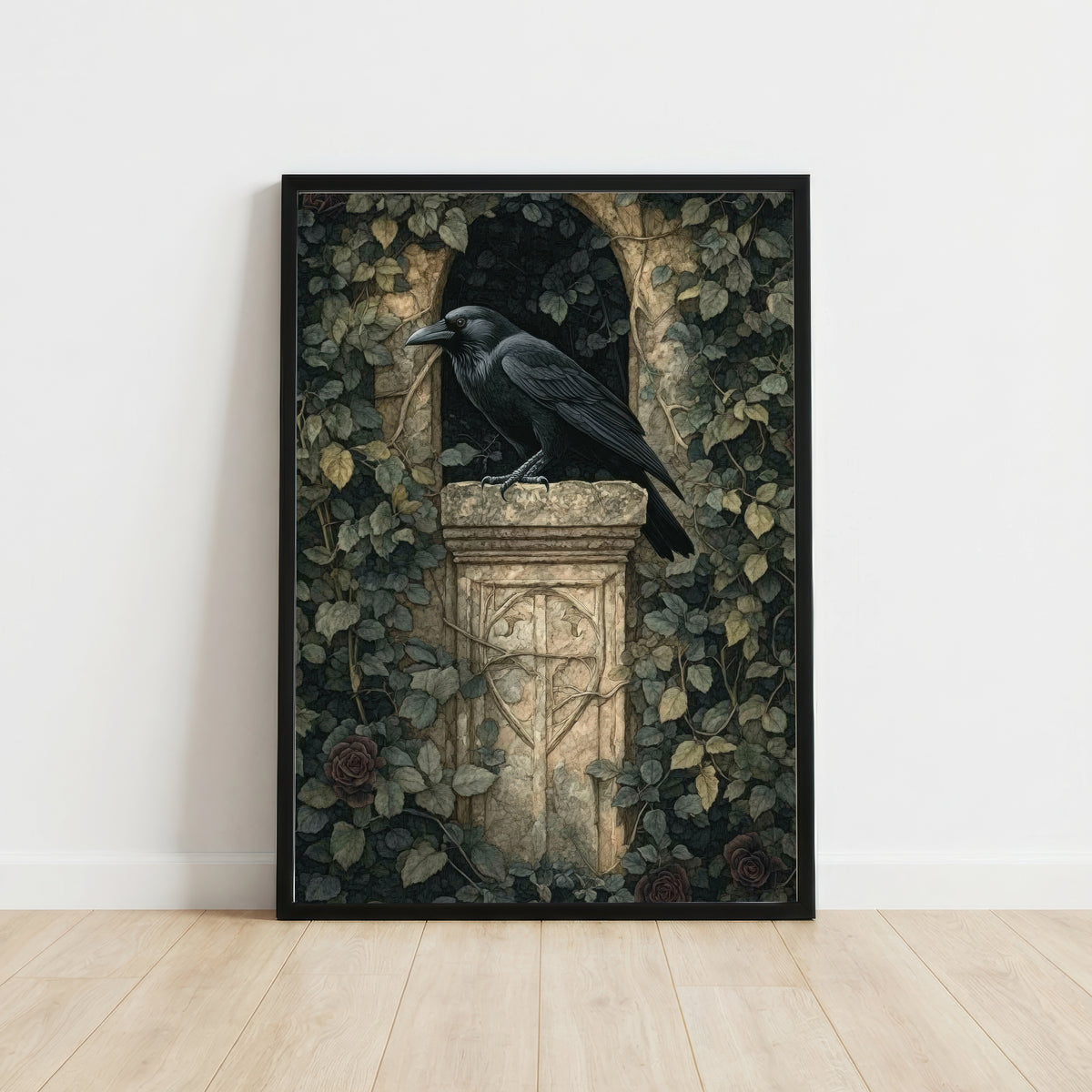 Vintage Raven Botanical Art Print