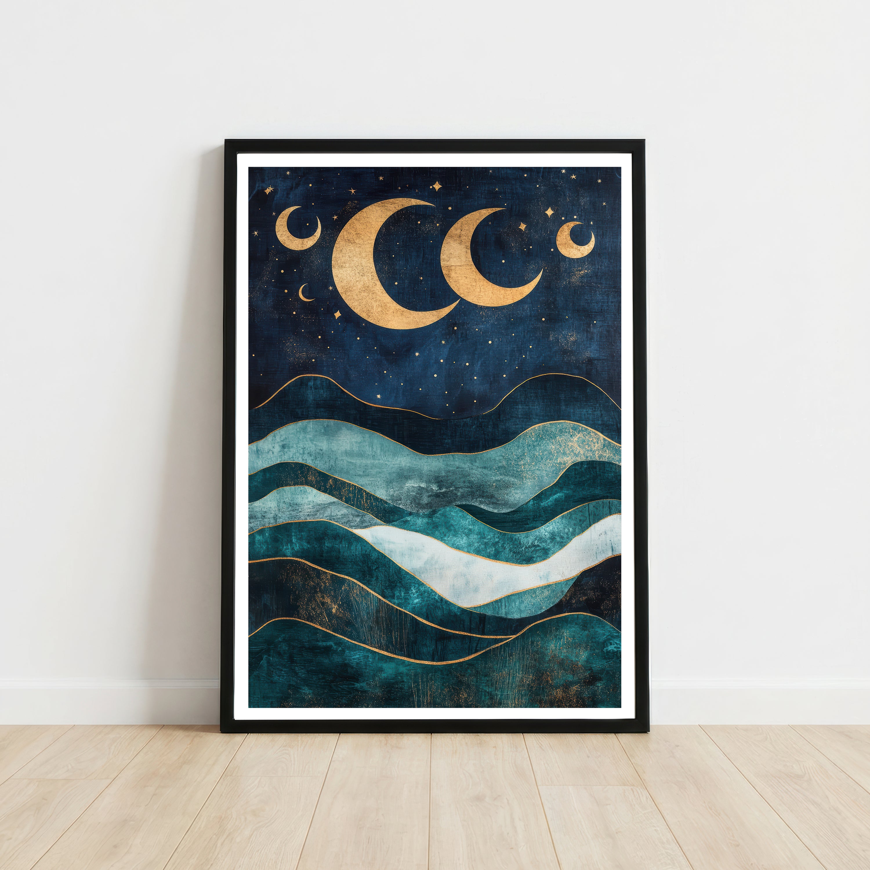 Celestial Moonlit Waves Art Print