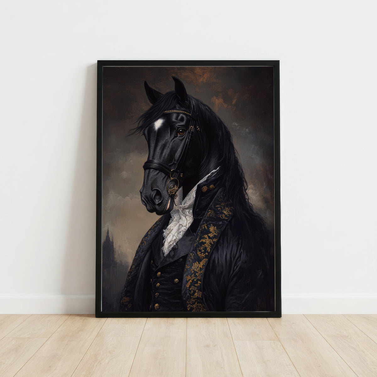 Gothic Black Horse Portrait Art Print