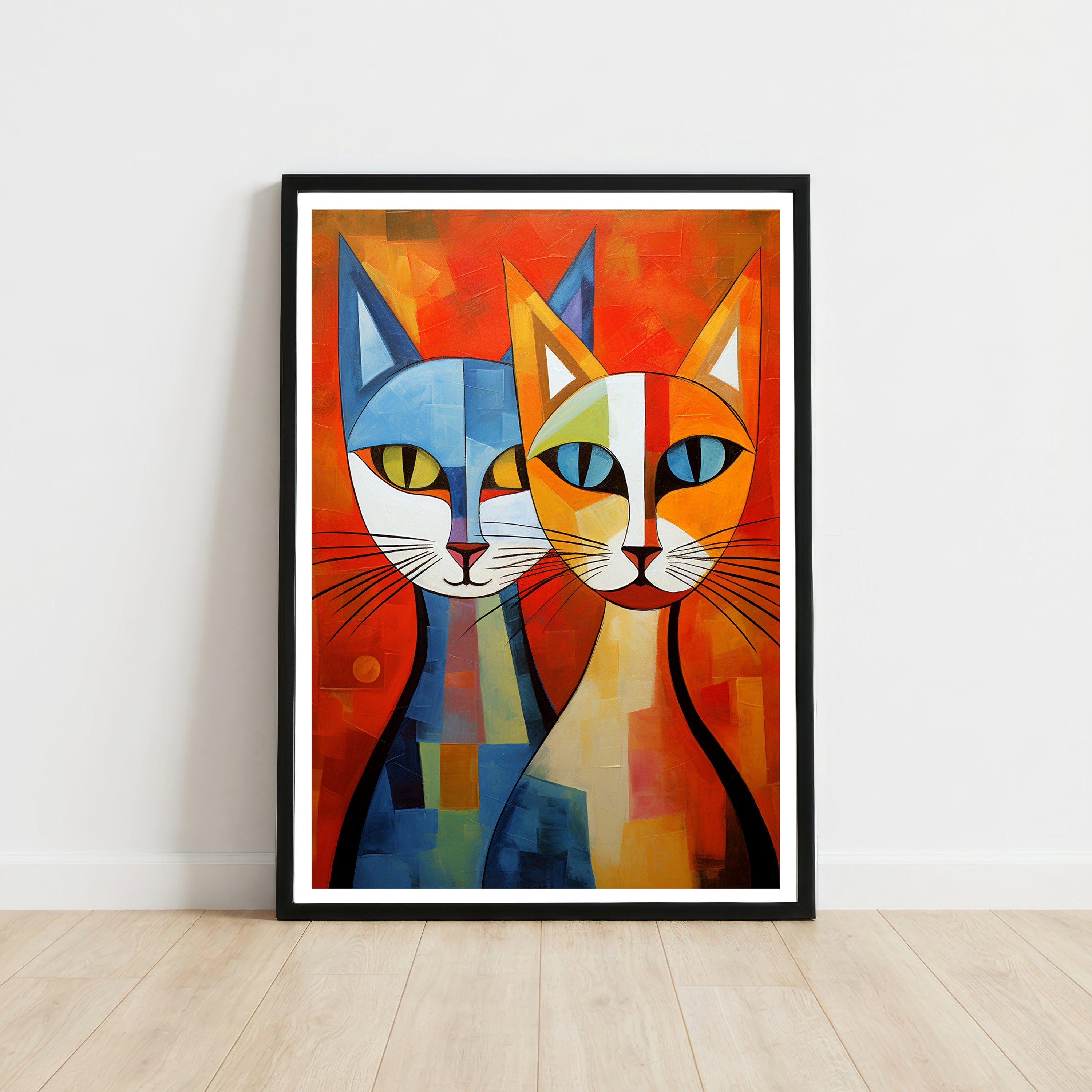 Two Cat Cubist Art Print