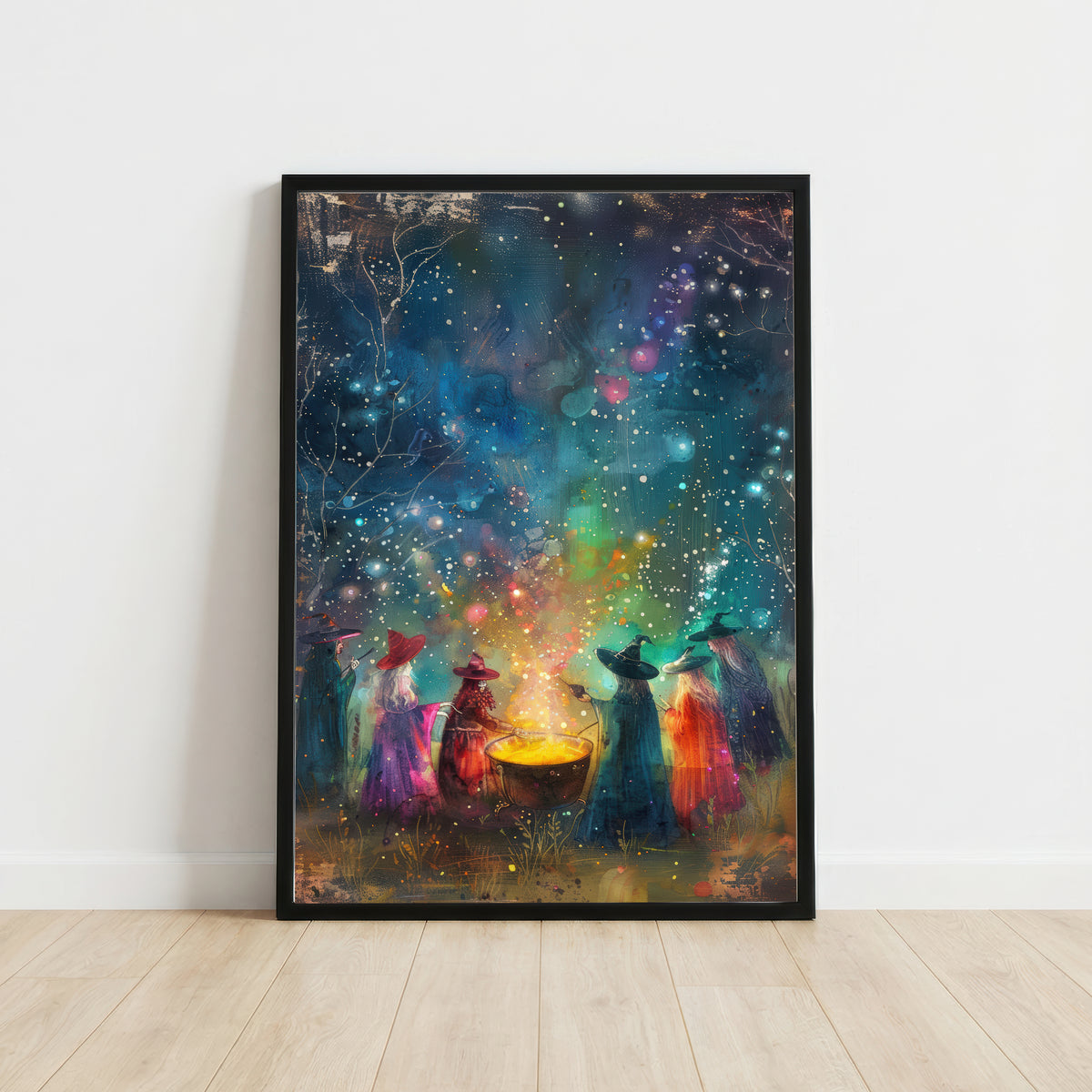 Witches Around Cauldron Fantasy Art Print
