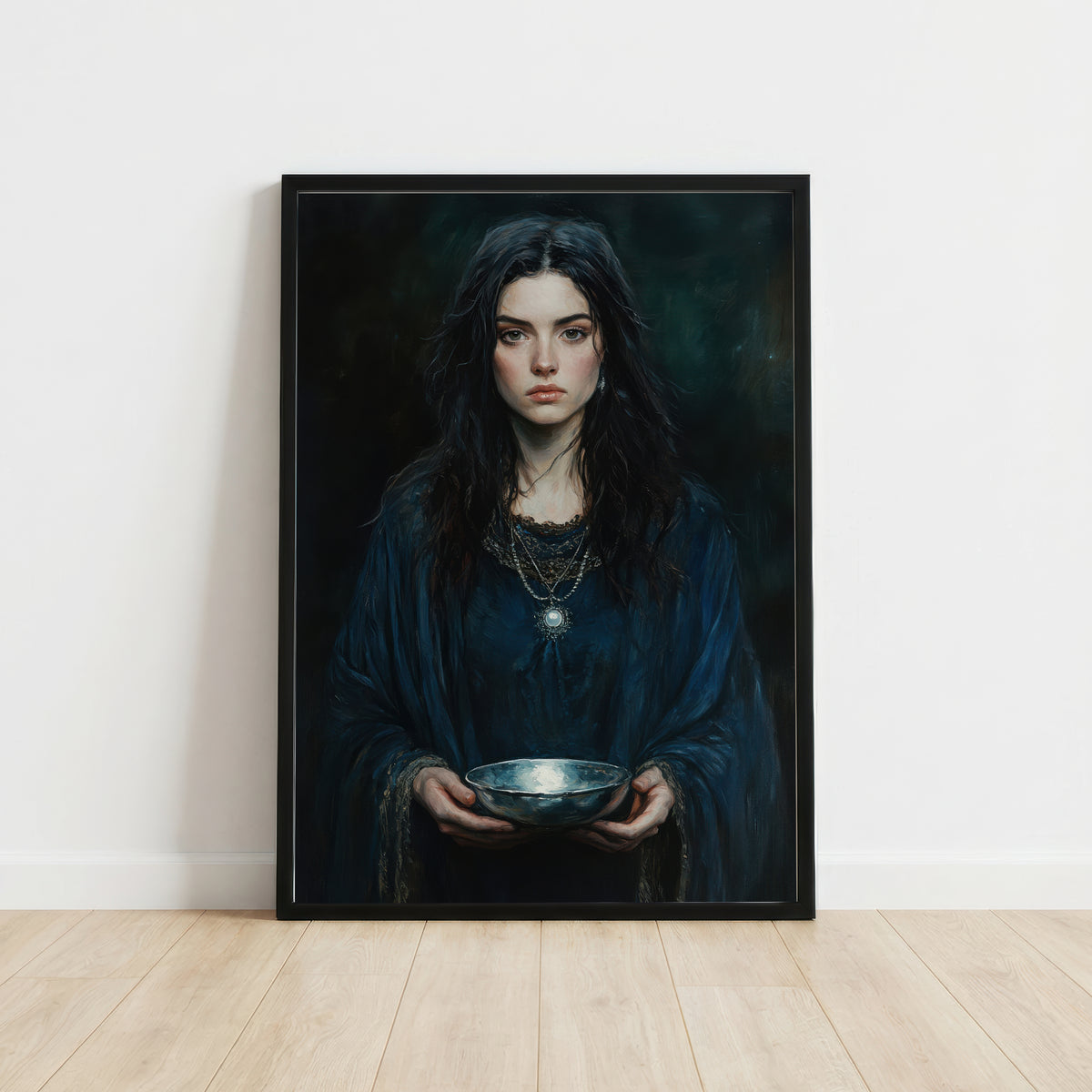 Gothic Woman with Silver Bowl Art Print