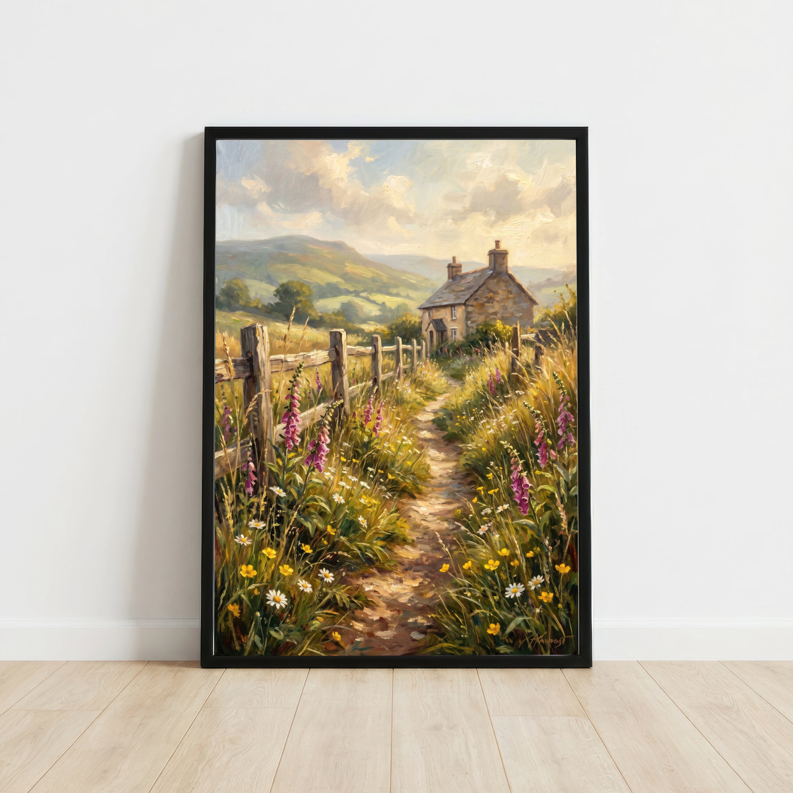 Mountain Cottage Wildflower Art Print