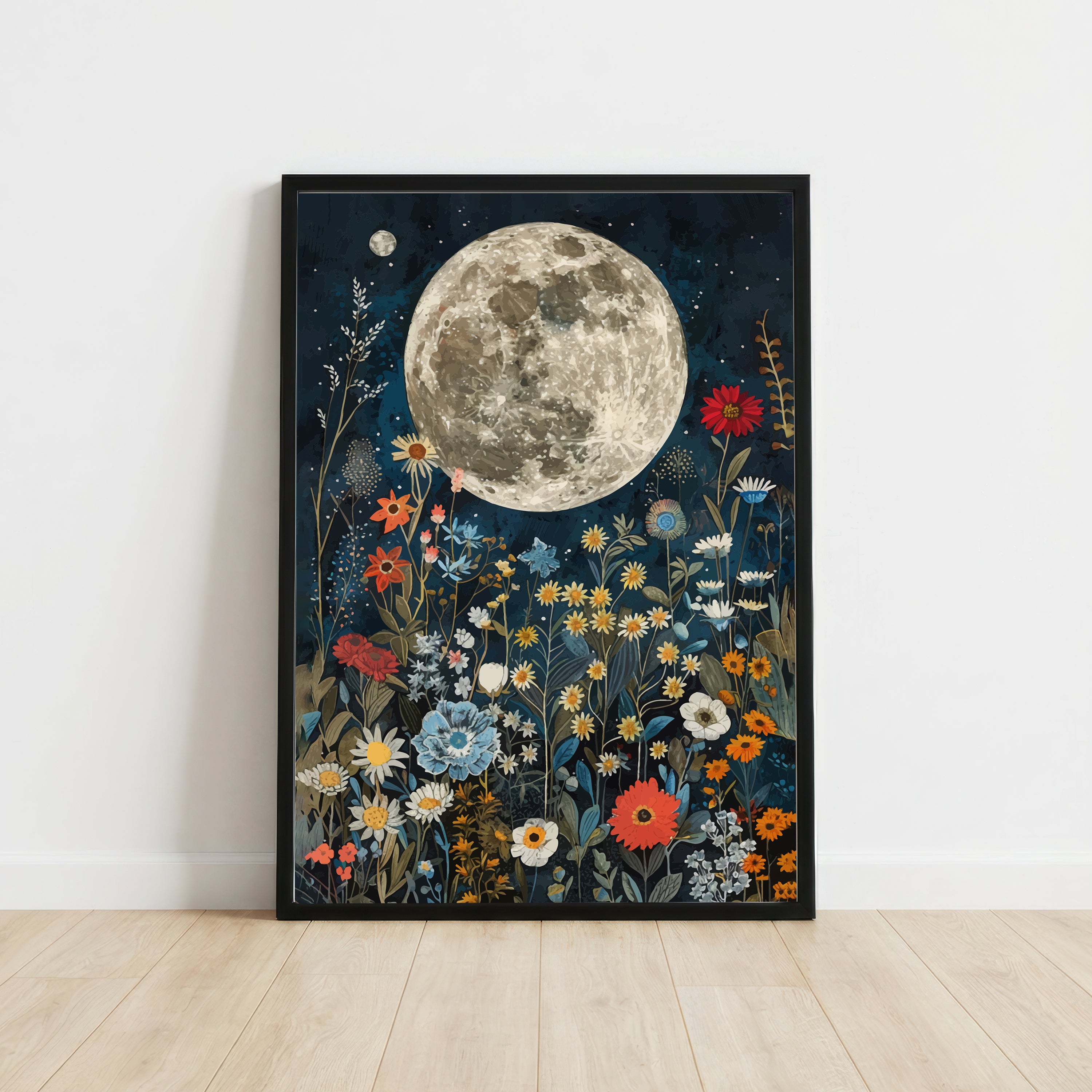 Moonlit Wildflower Garden Art Print