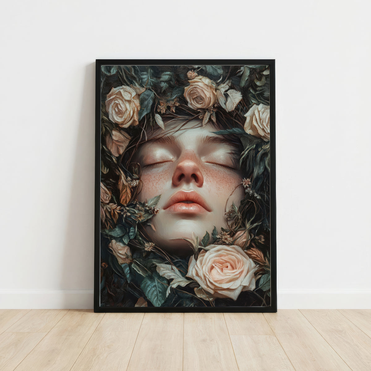 Floral Woman Portrait Art Print