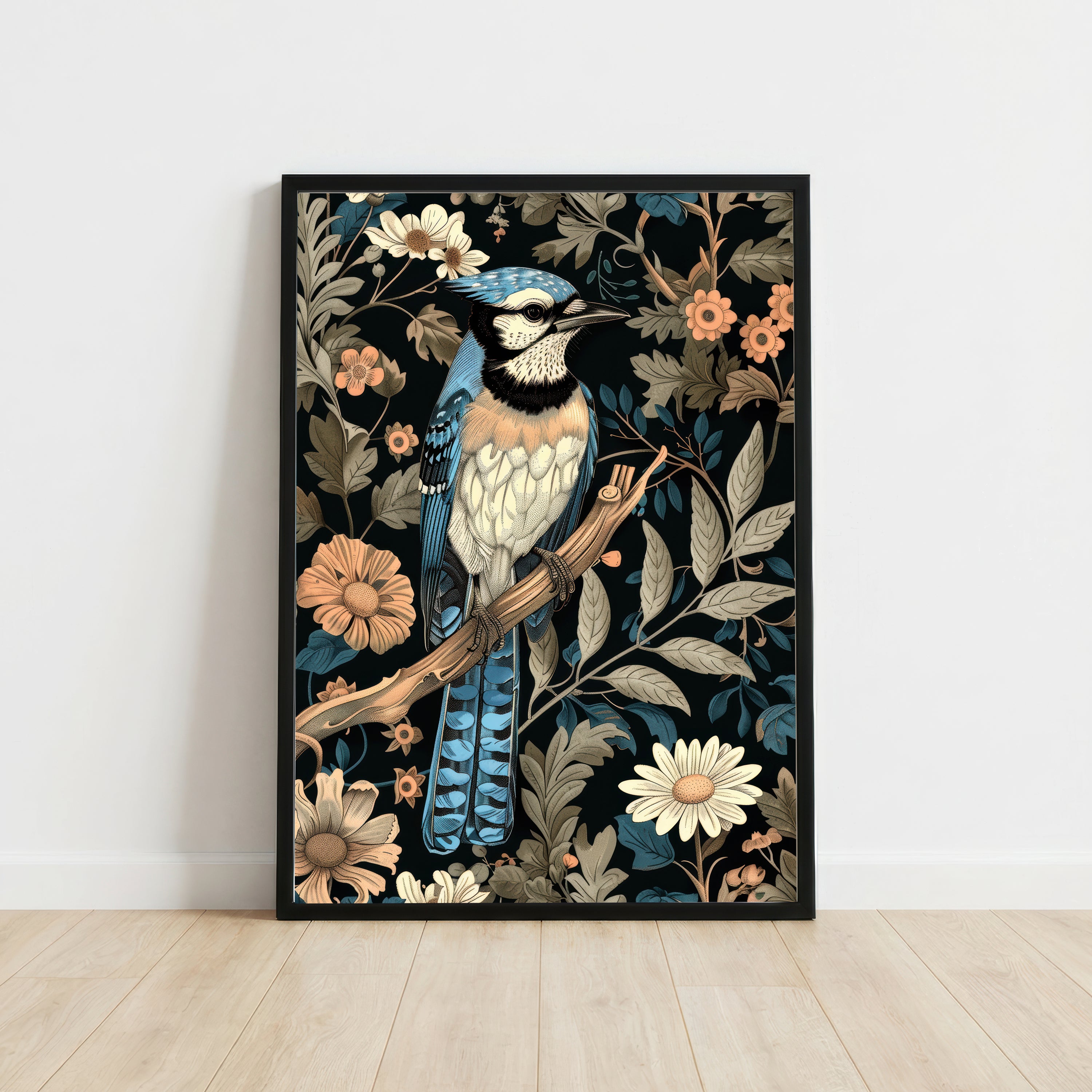 Blue Kingfisher Botanical Art Print