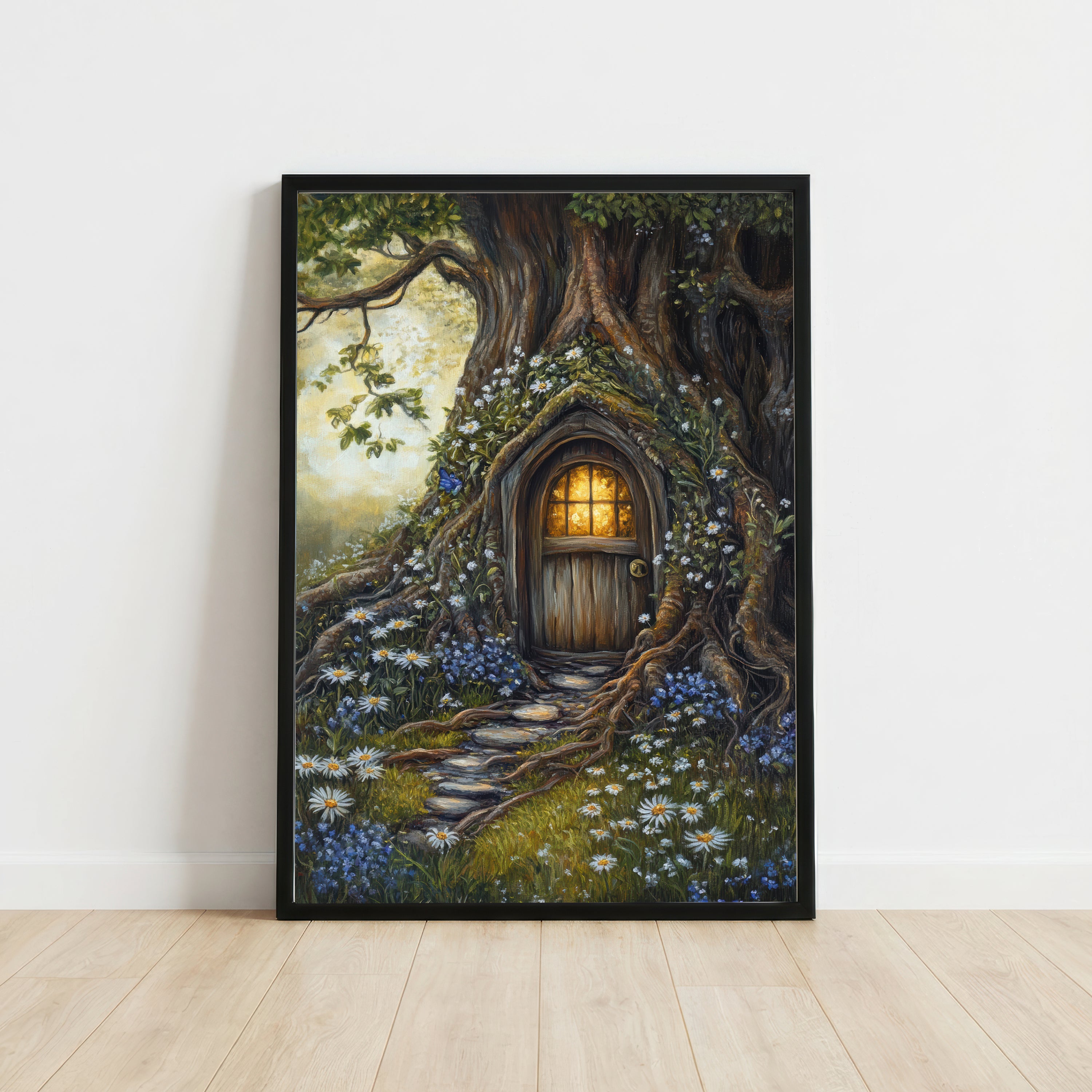 Woodland Tree Hollow Cottage Art Print