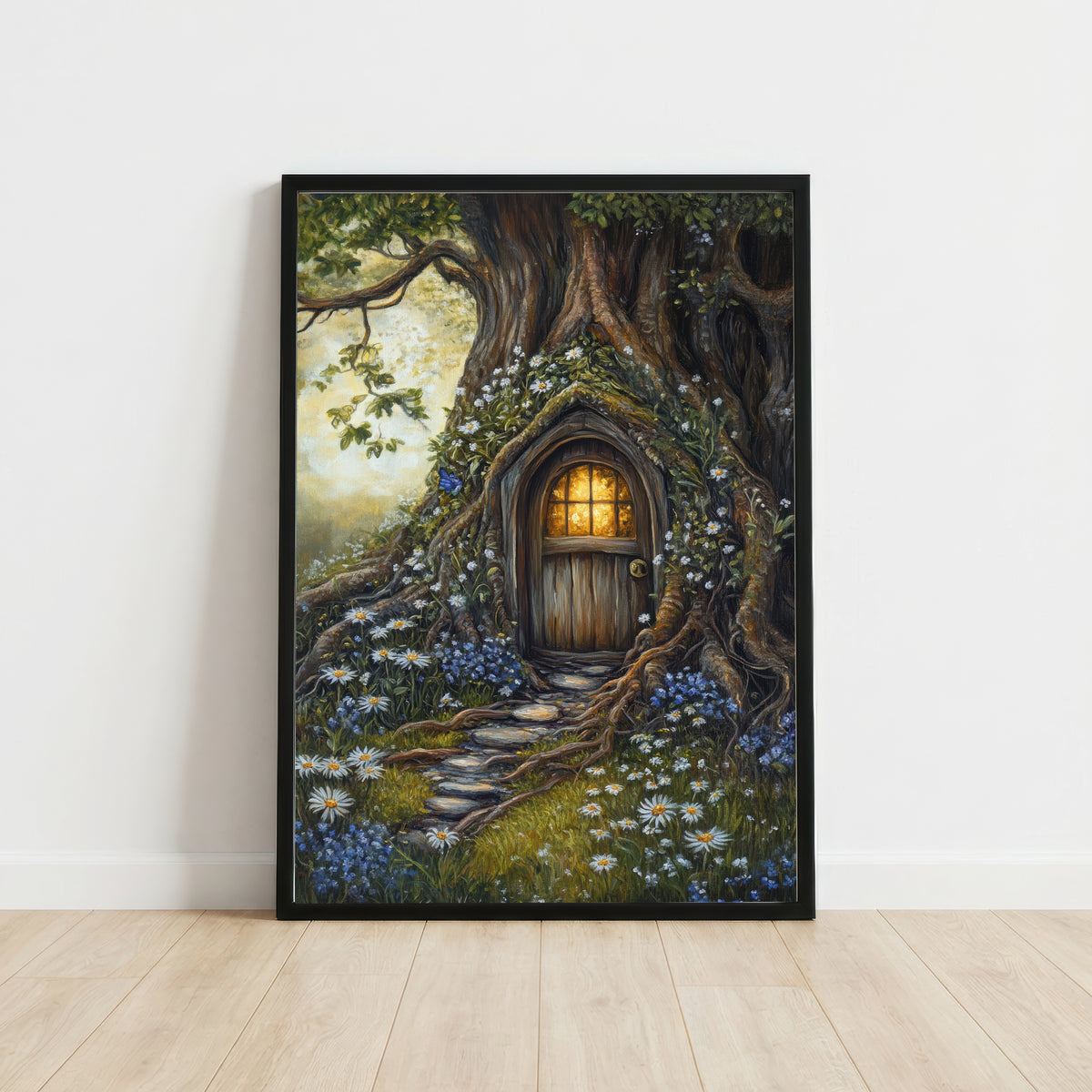 Woodland Tree Hollow Cottage Art Print