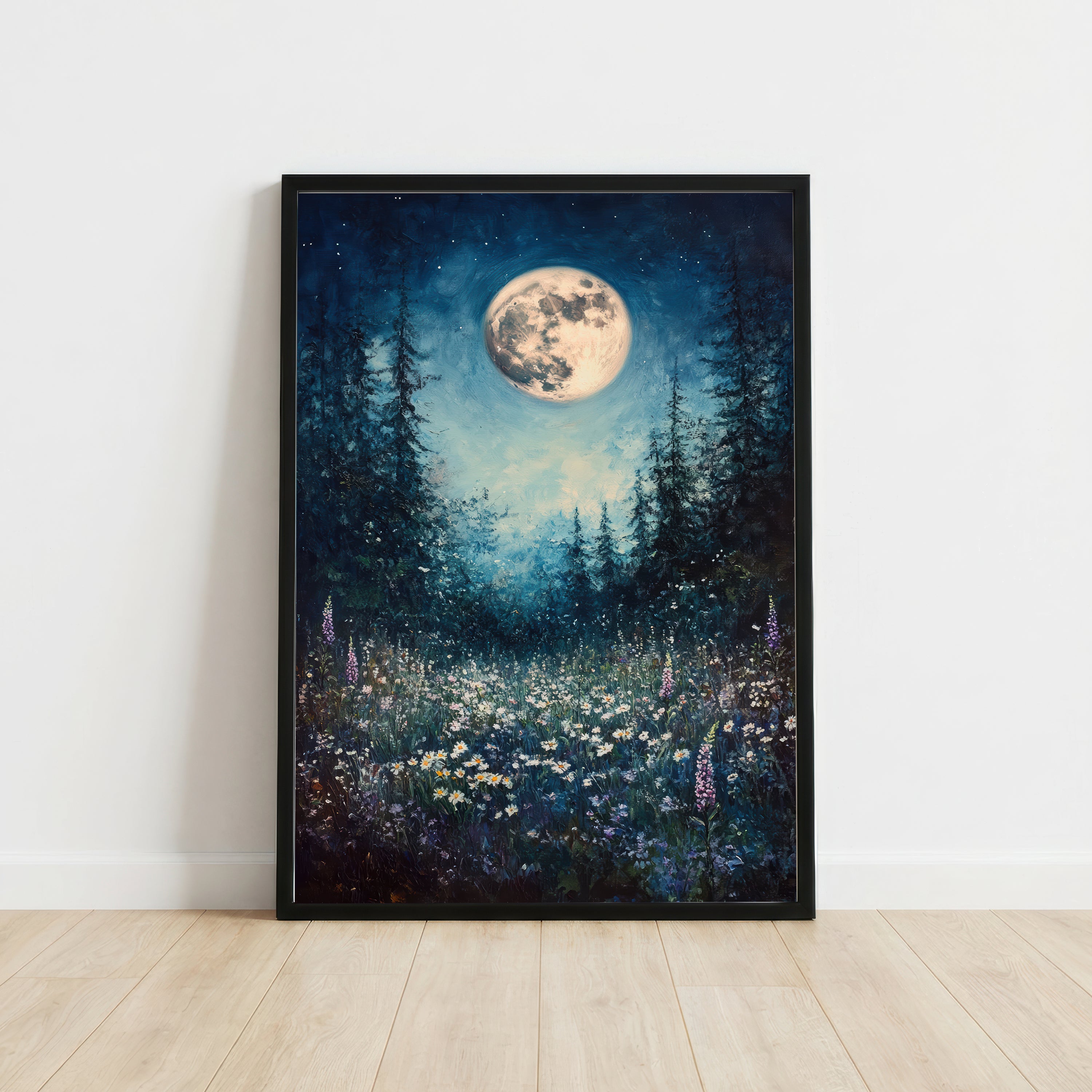 Moonlit Wildflower Meadow Art Print