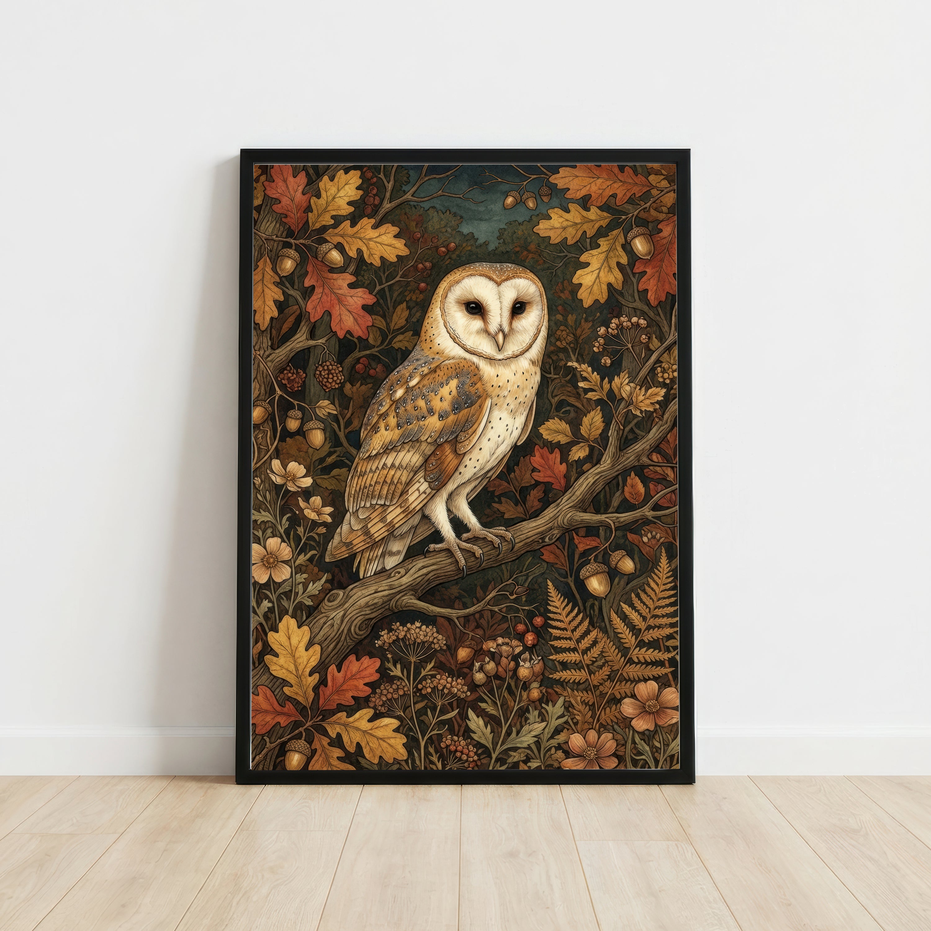 Barn Owl Autumn Woodland Art Print