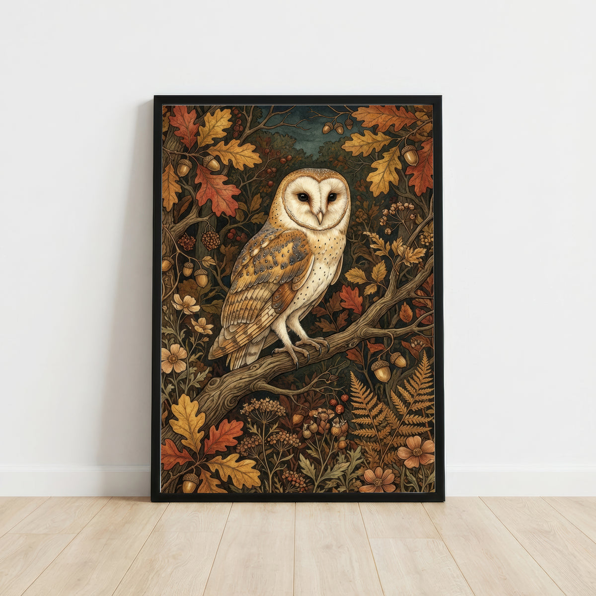 Barn Owl Autumn Woodland Art Print