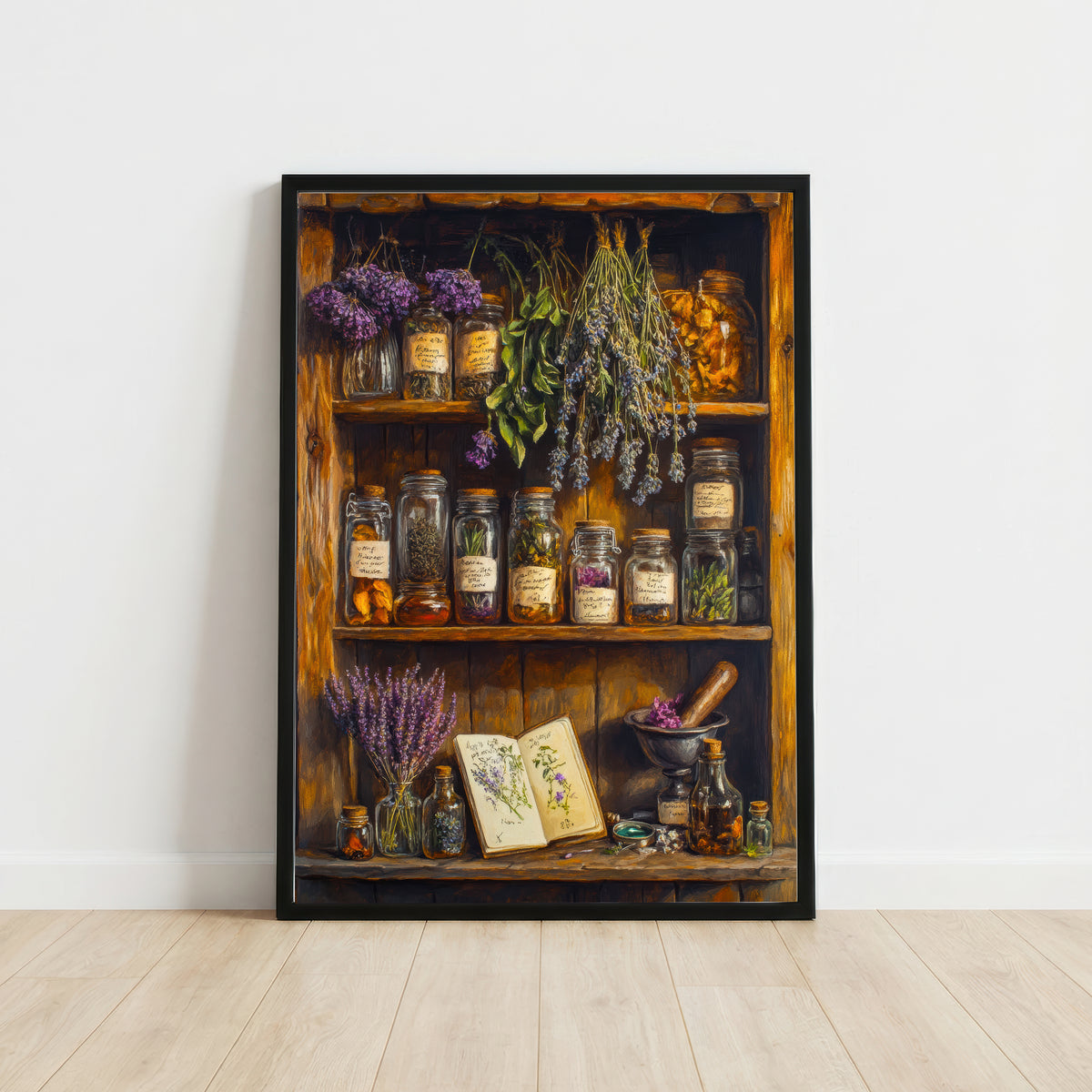 Vintage Apothecary Herb Shelf Art Print