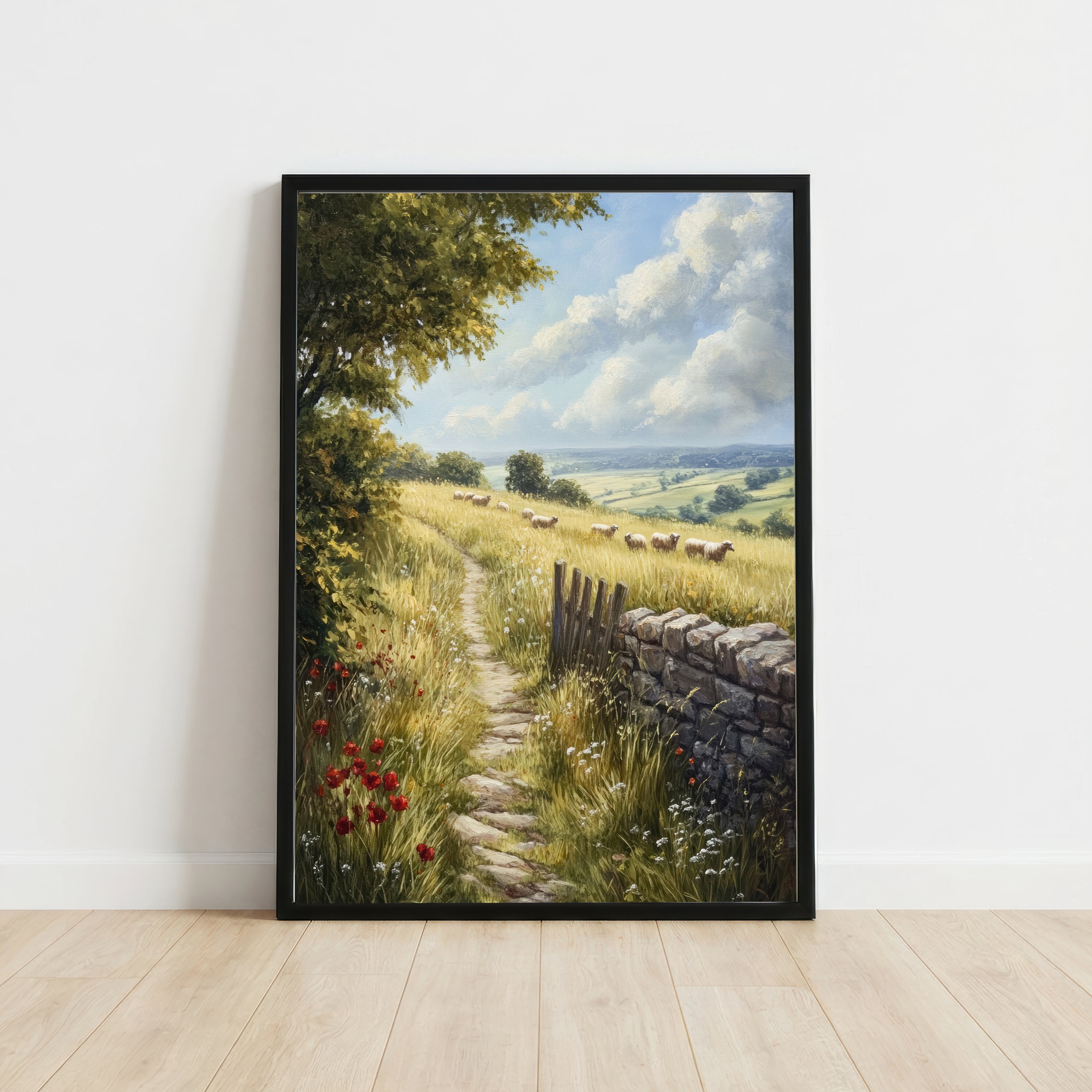 Pastoral Sheep Landscape Art Print