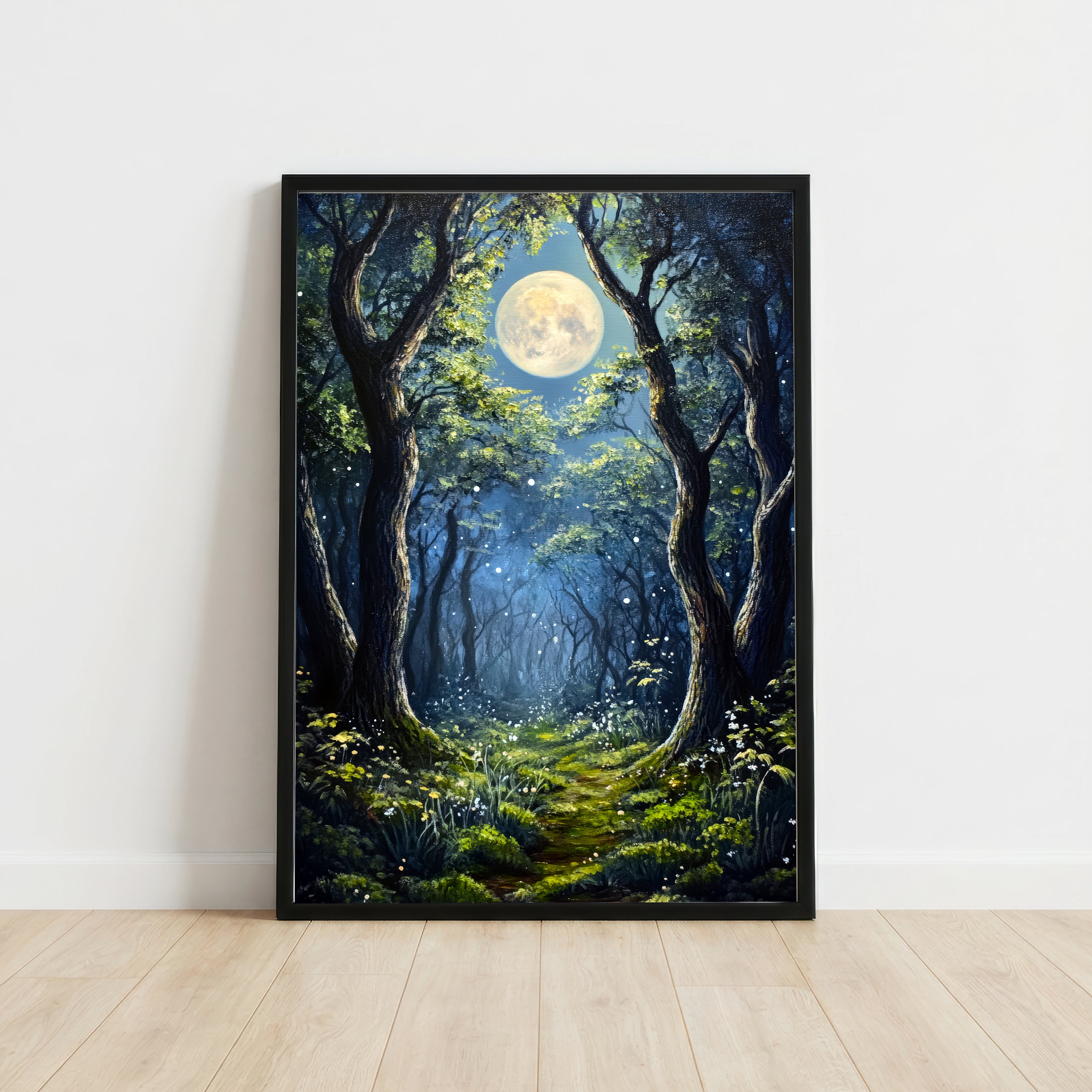Moonlit Woodland Forest Art Print