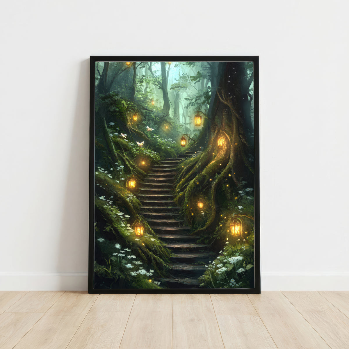 Enchanted Forest Lantern Path Art Print
