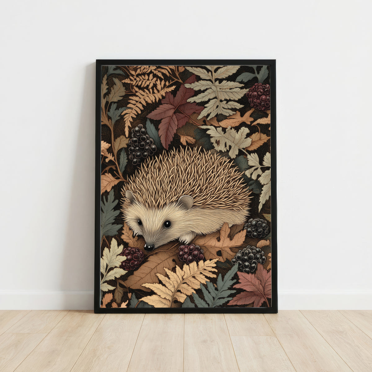 Hedgehog Woodland Foliage Art Print