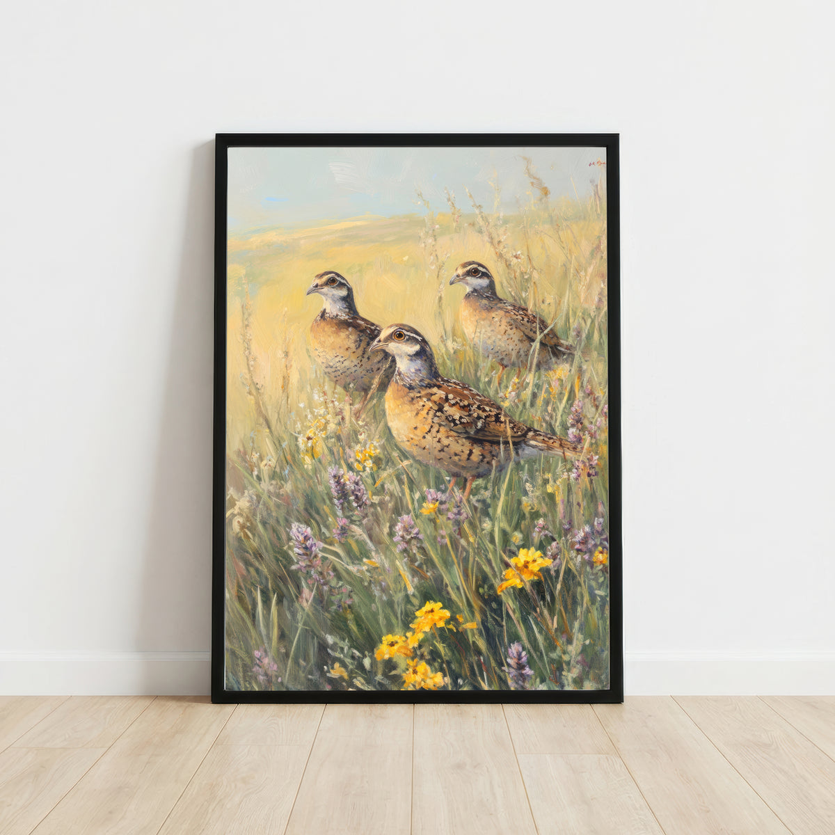 Partridges in Meadow Art Print