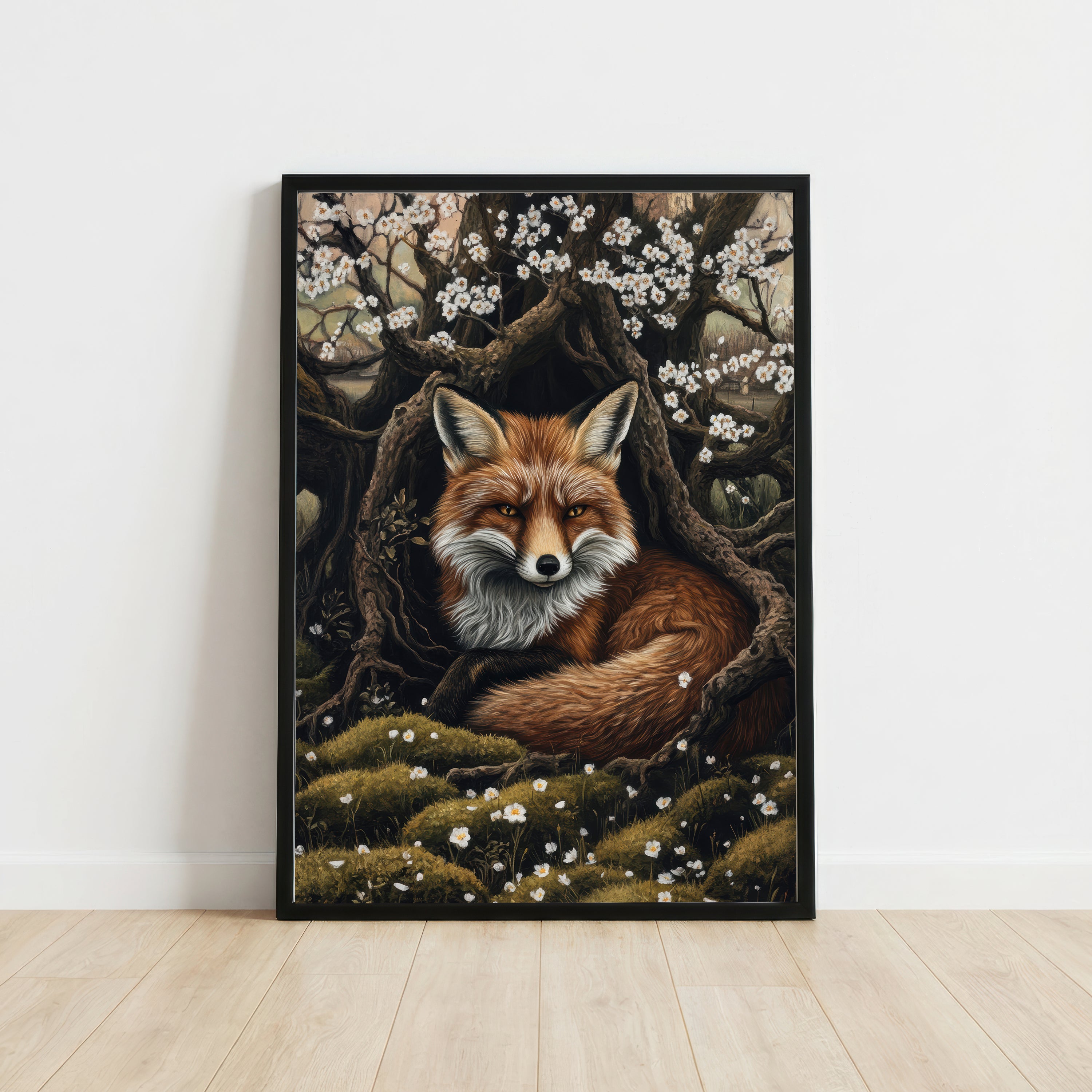 Blossoming Woodland Fox Art Print