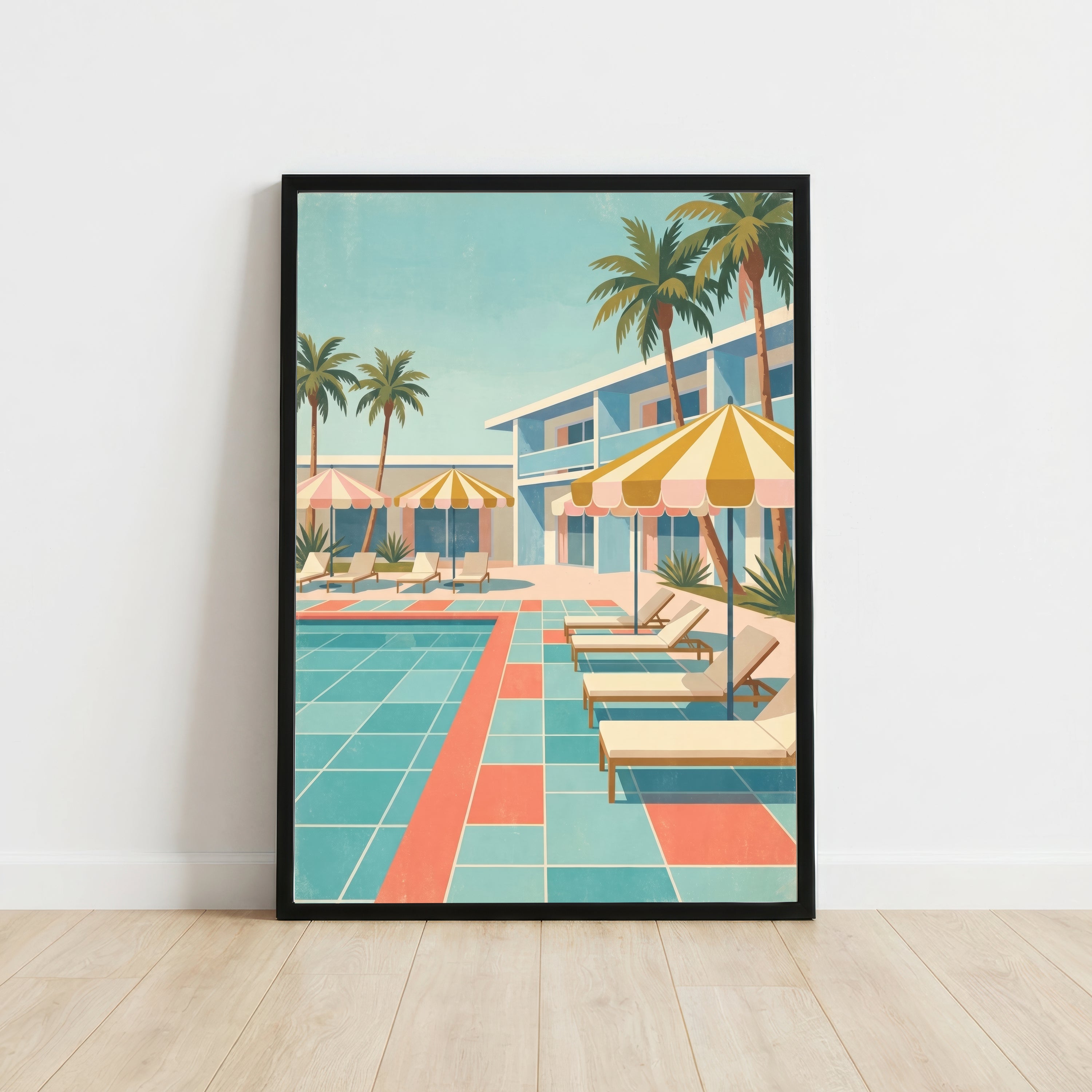 Retro Palm Poolside Art Print
