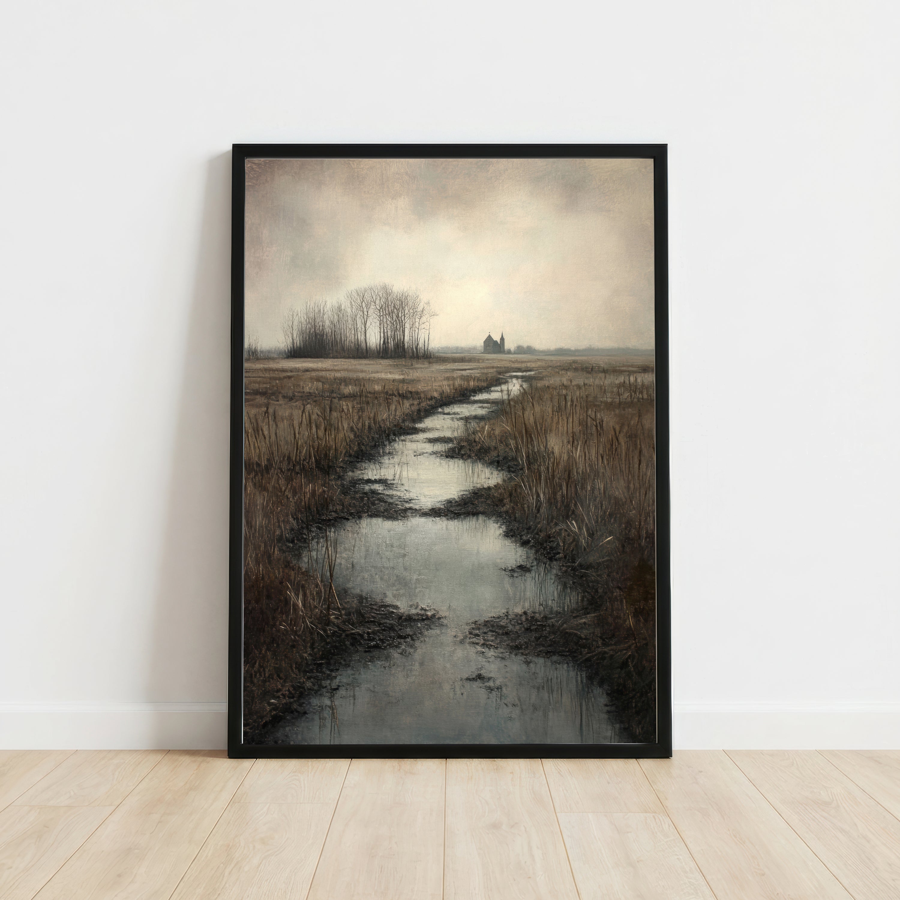 Moody Marshland Church Art Print