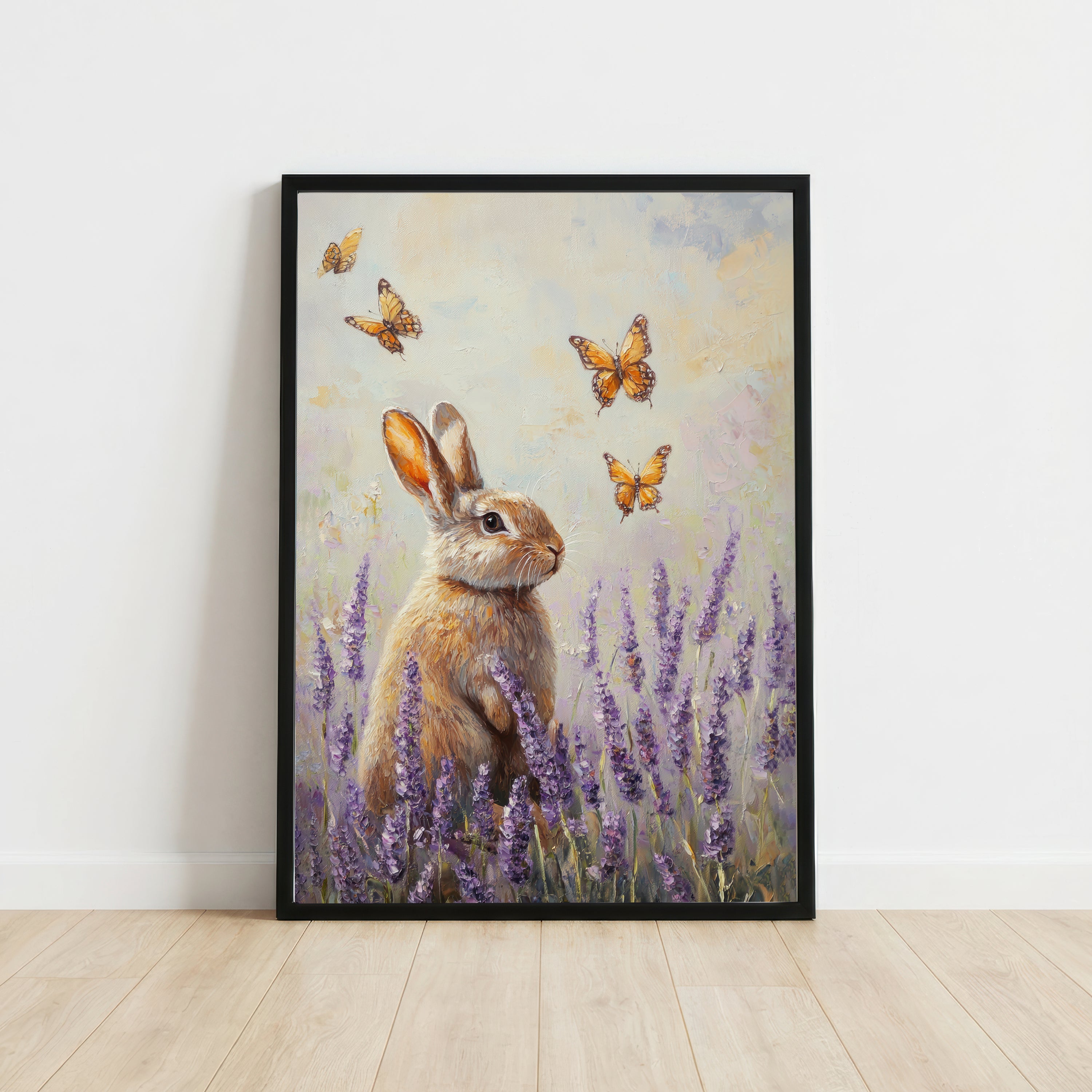 Rabbit Butterfly Meadow Art Print
