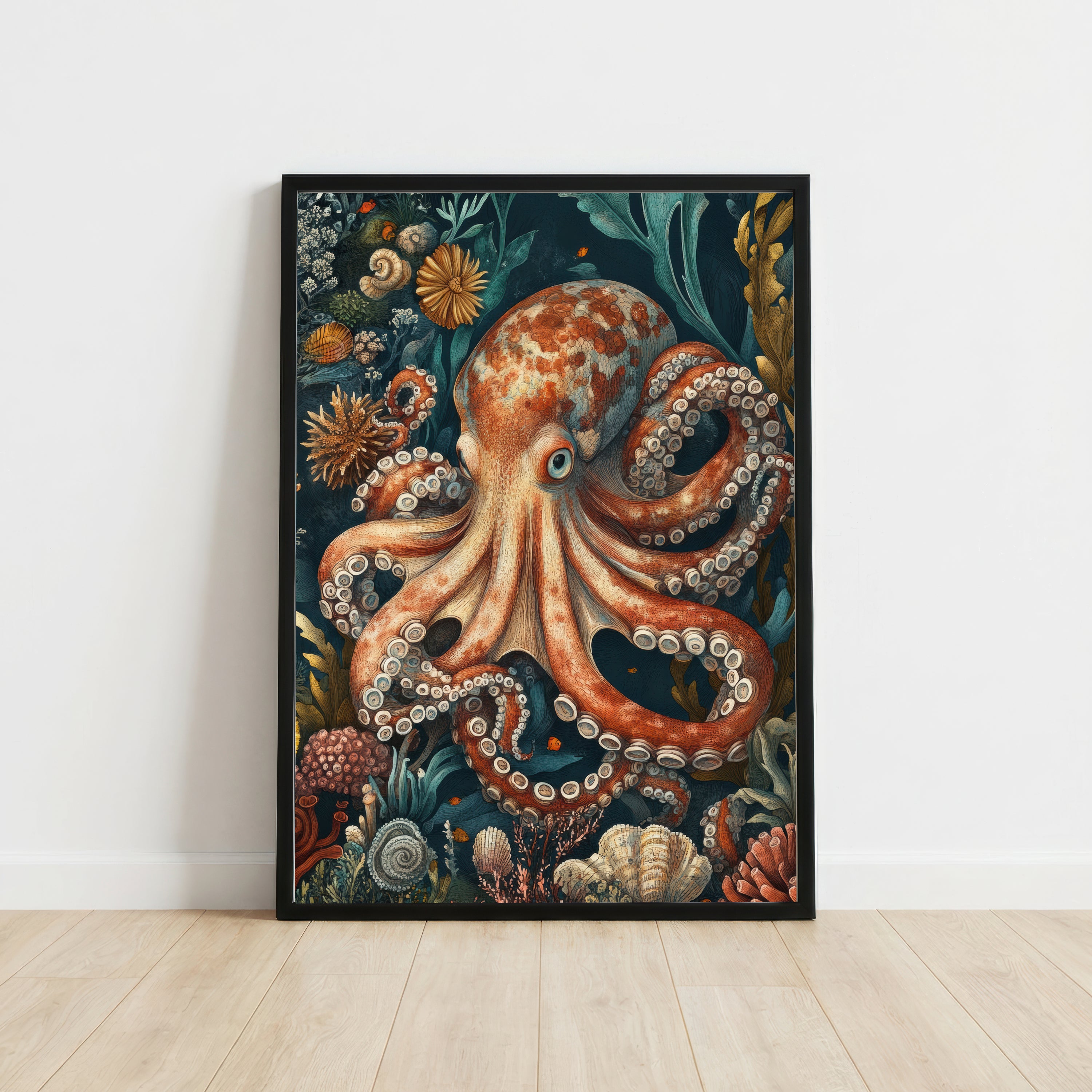 Vintage Octopus Underwater Art Print