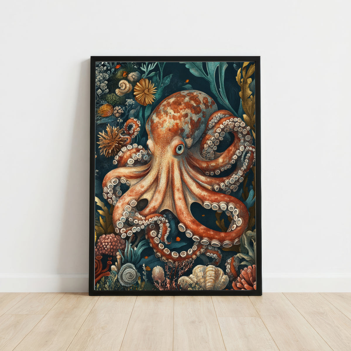 Vintage Octopus Underwater Art Print