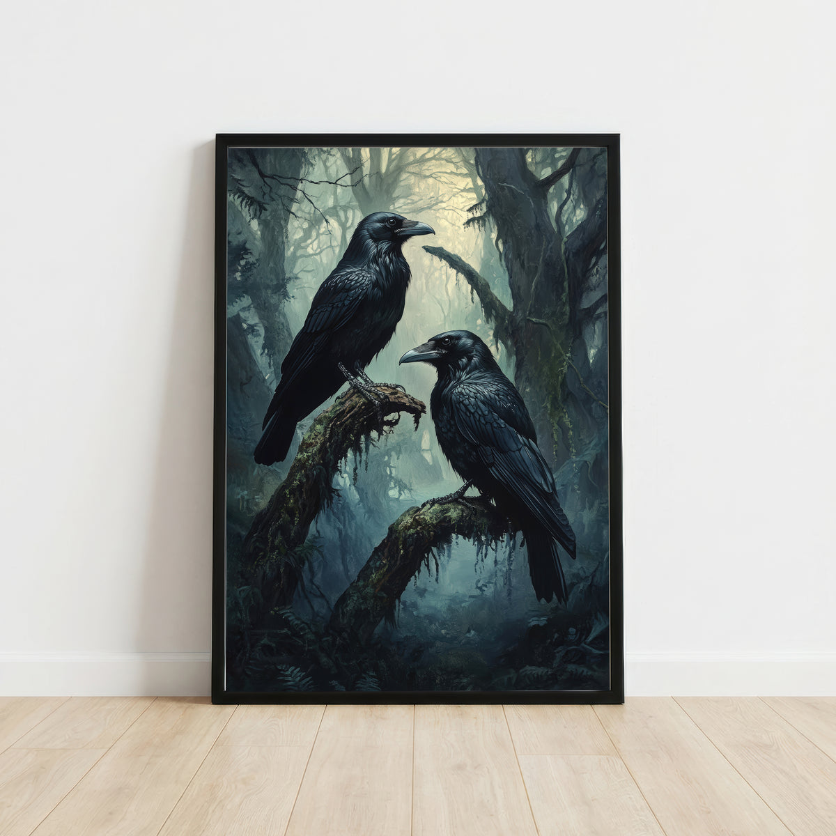 Raven Pair Forest Art Print